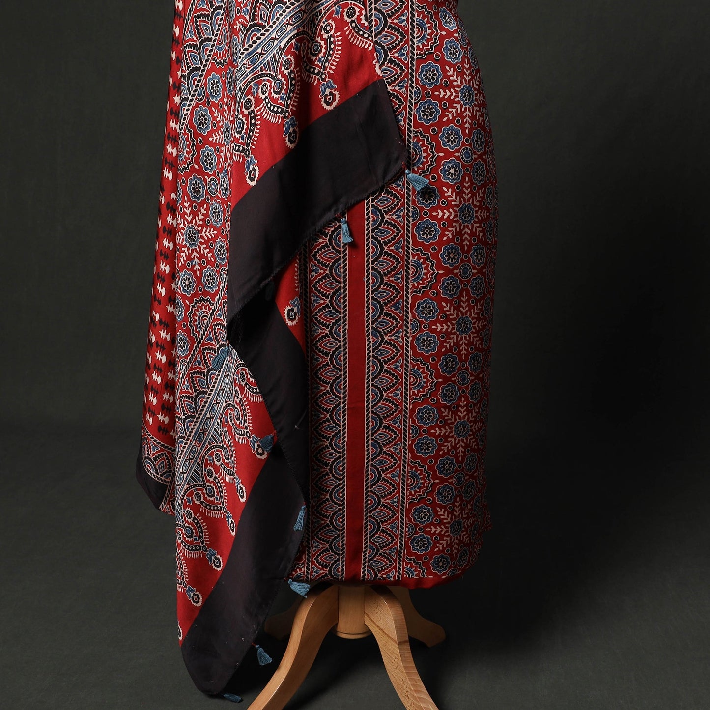Hand block print modal silk natural dyed ajrakh 2pc