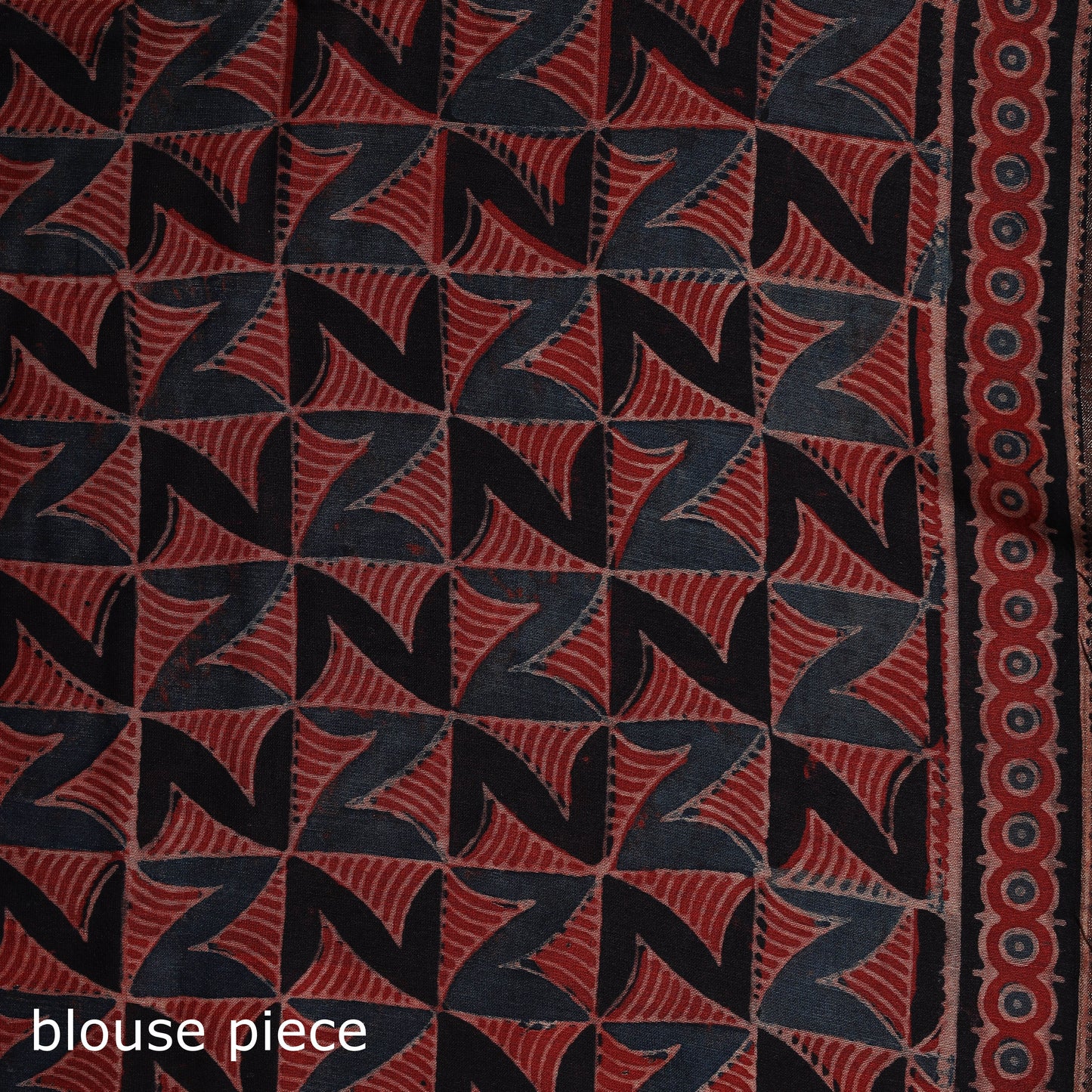 Hand block print natural dyed chanderi silk ajrakh saree 14