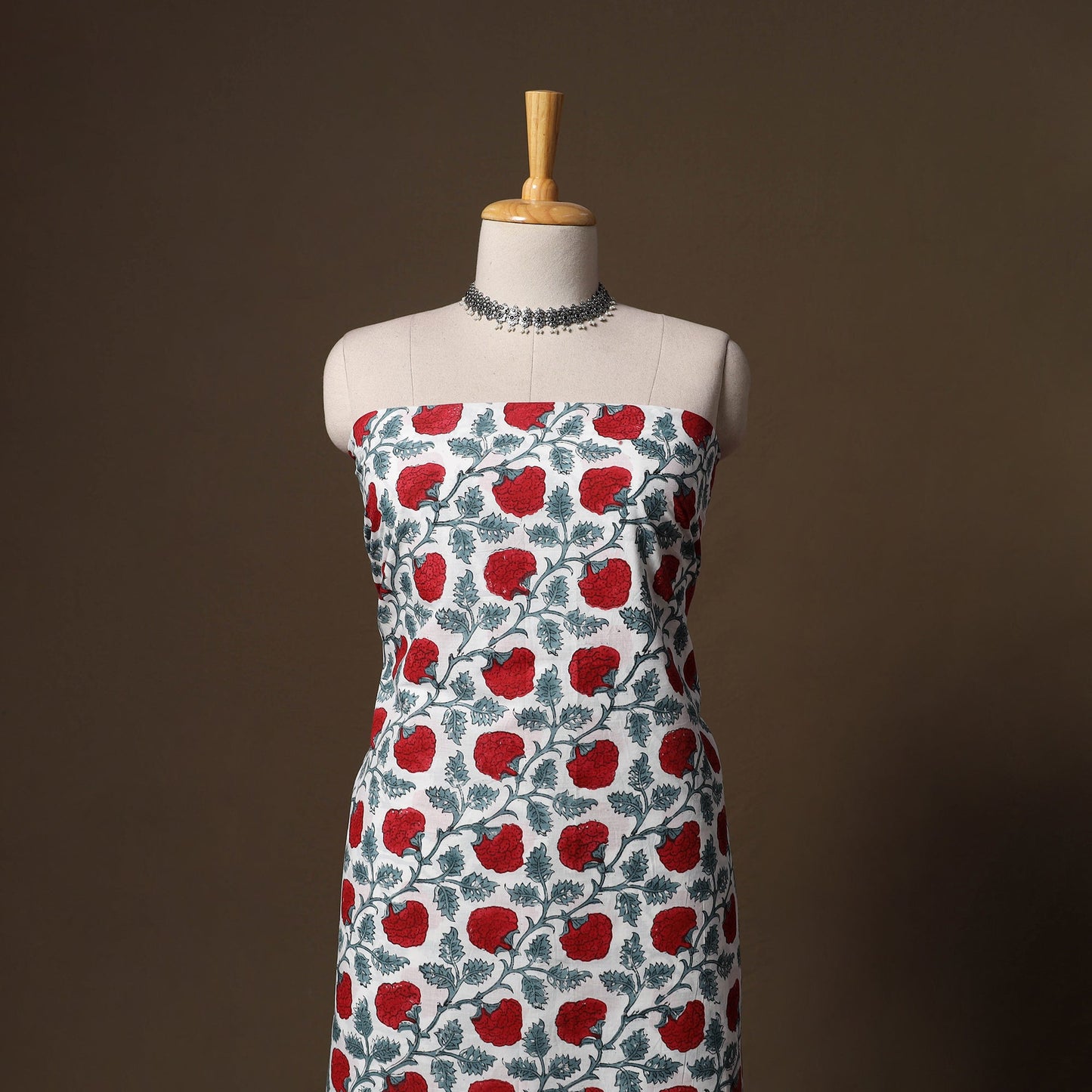 Hand block print sanganeri cotton 3pc unstitched dress
