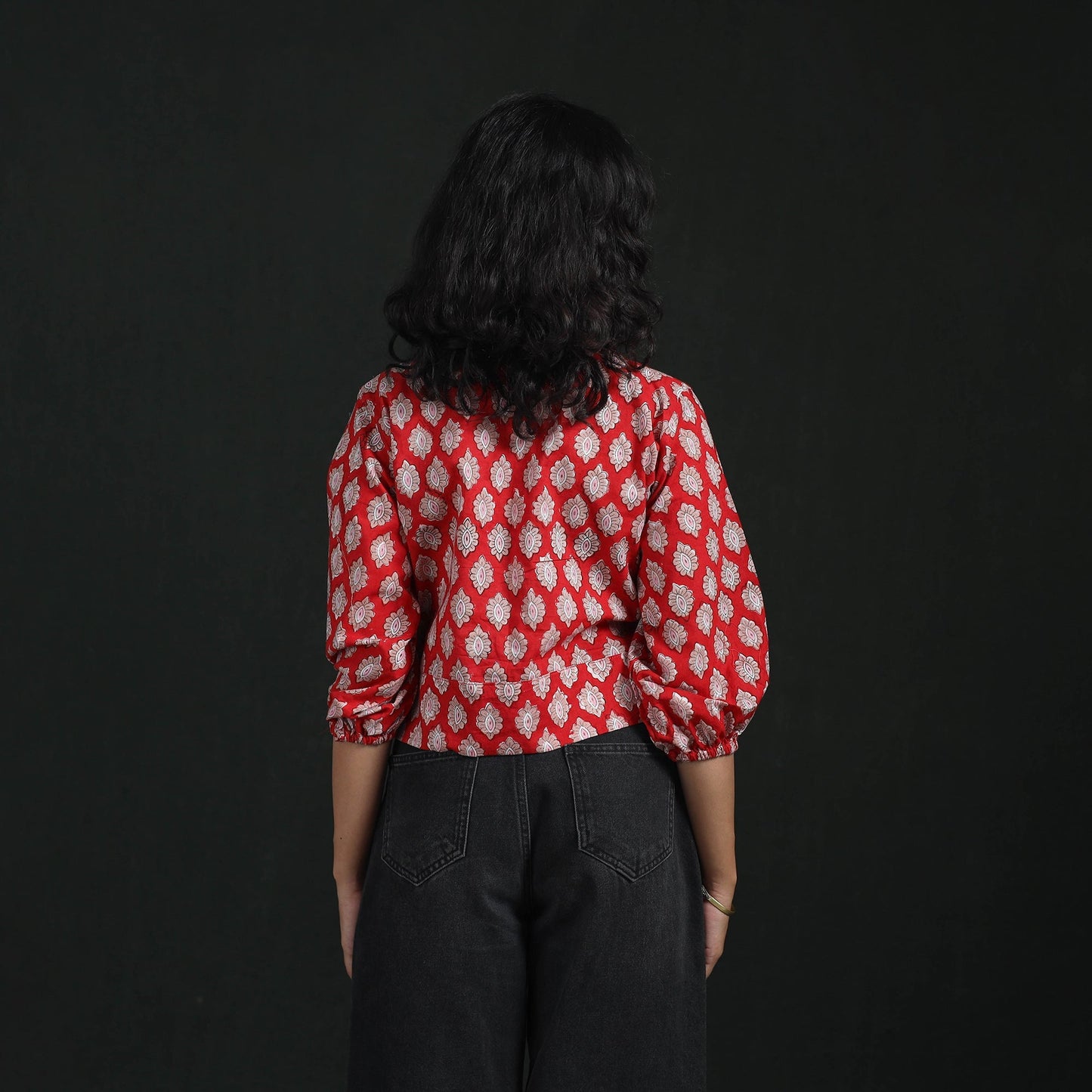 Hand block sanganeri print cotton floral crop top 02