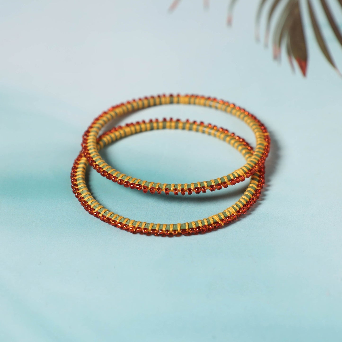 Hand Embroidered Beadwork Bangle (Set of 2)