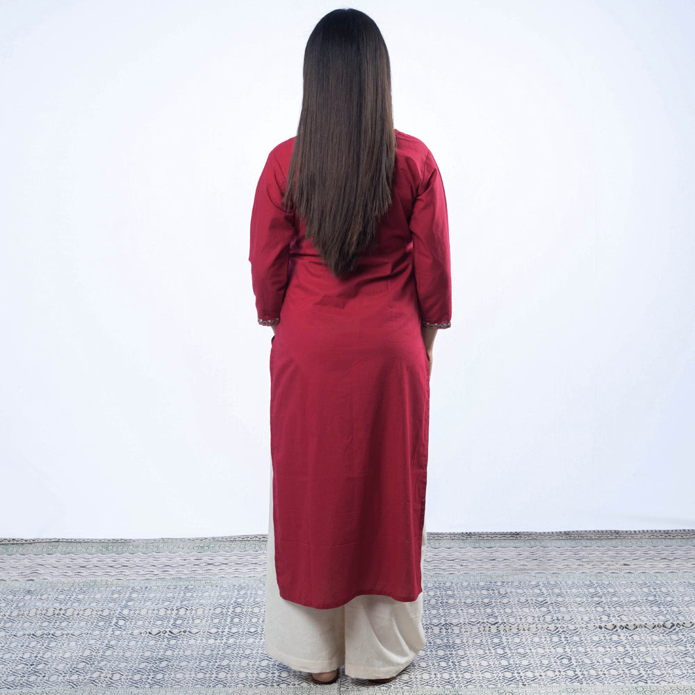 iTokri Casuals - Hand Embroidered Cotton Long Kurta Online at iTokri.com