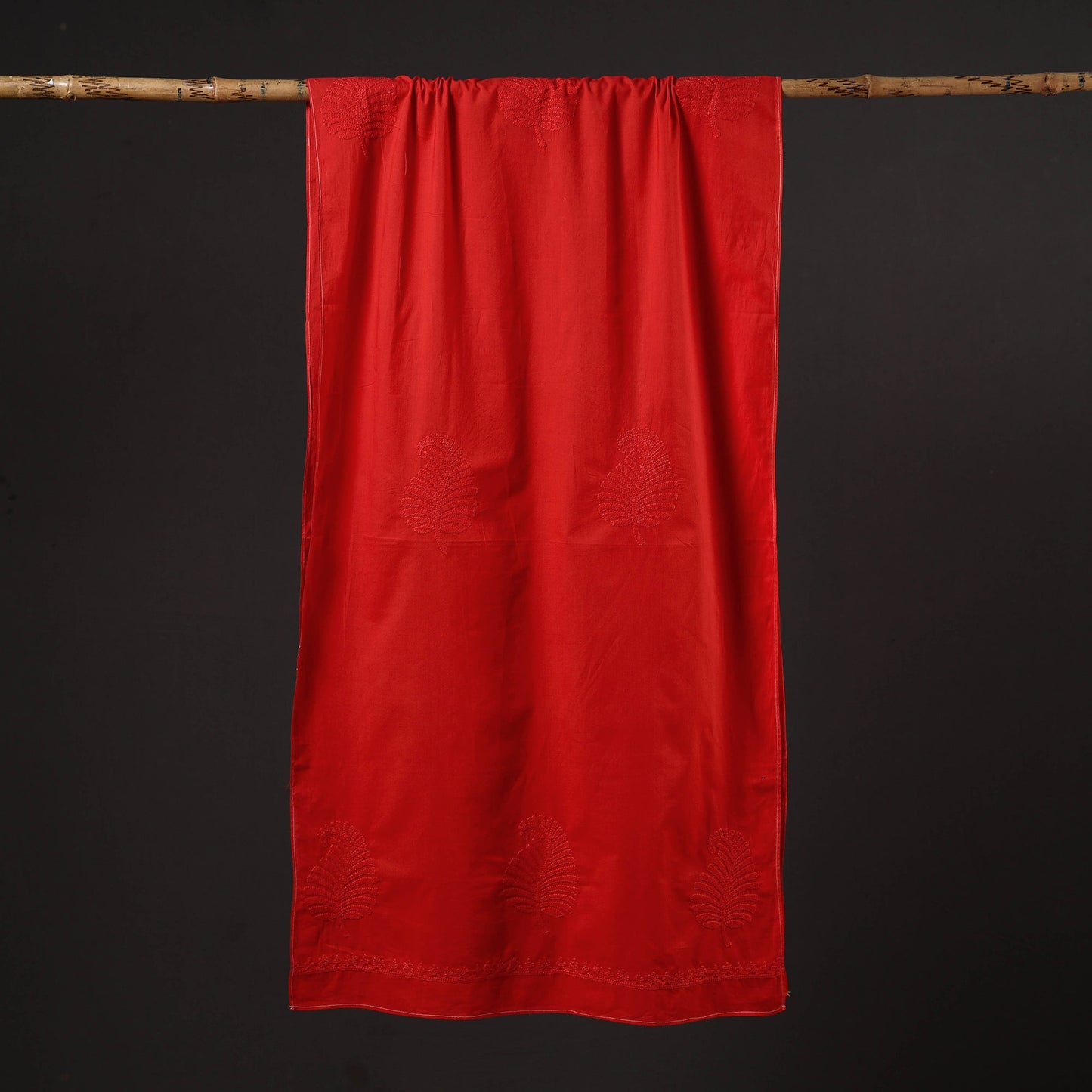 Red - hand embroidered lucknow chikankari cotton stole 02