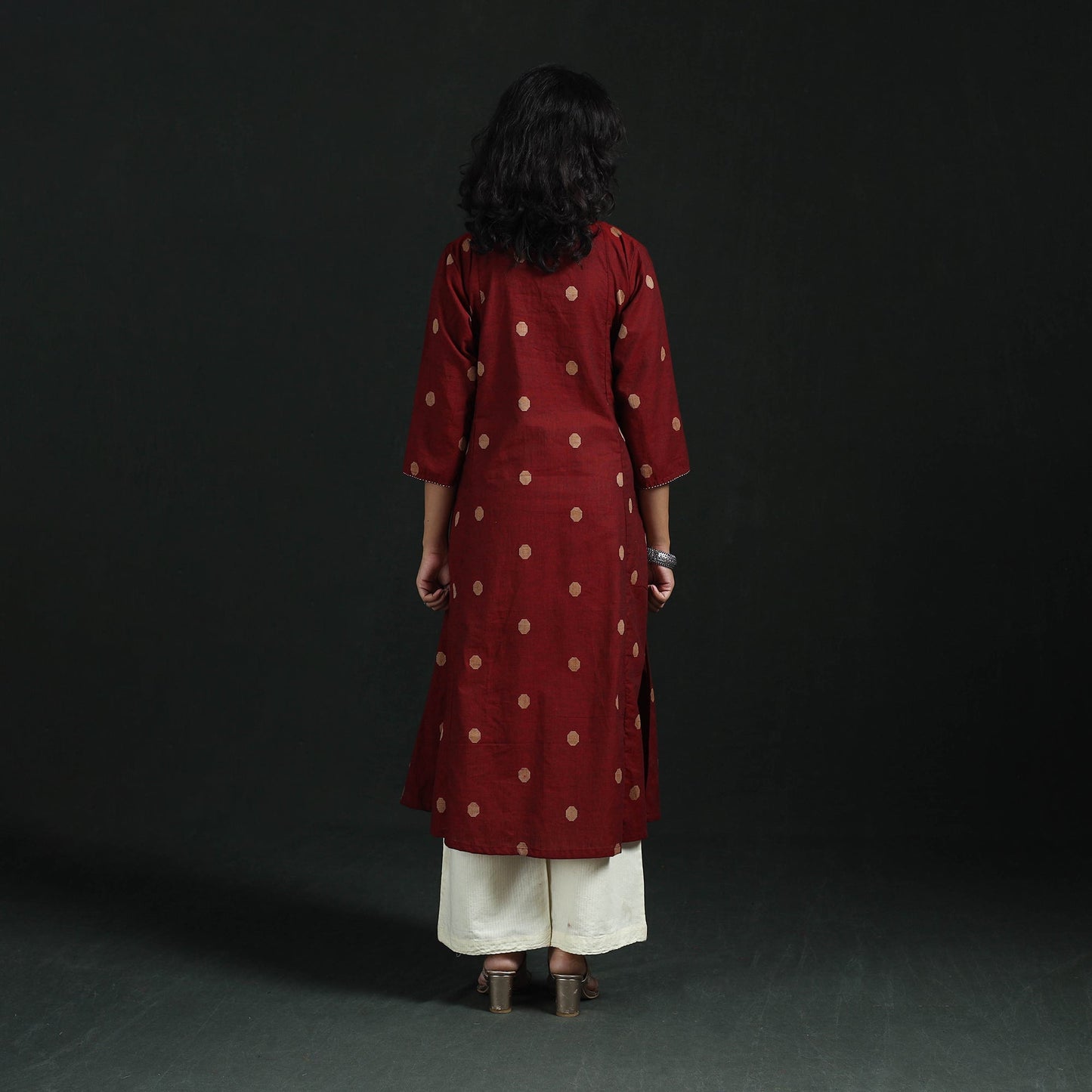 Hand embroidery a-line cotton jacquard kurta for women 11