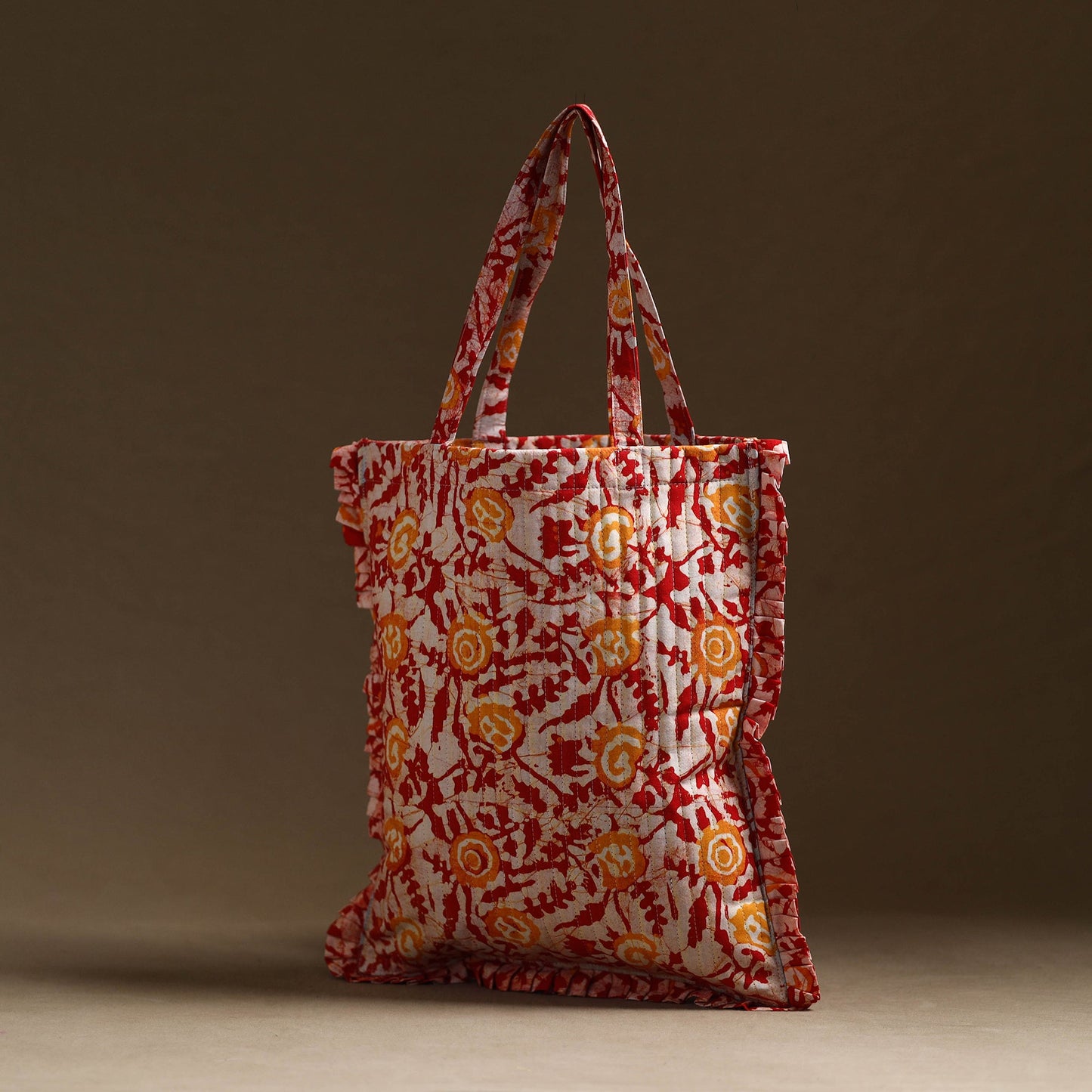 Red Handcrafted Cotton Frill Jhola Bag Online 14