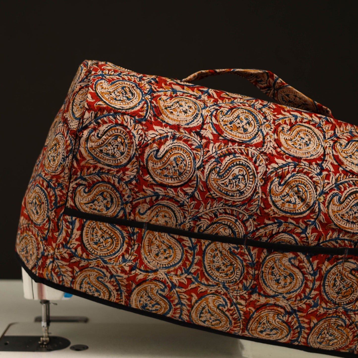 Red Handcrafted Cotton Sewing Machine Cover