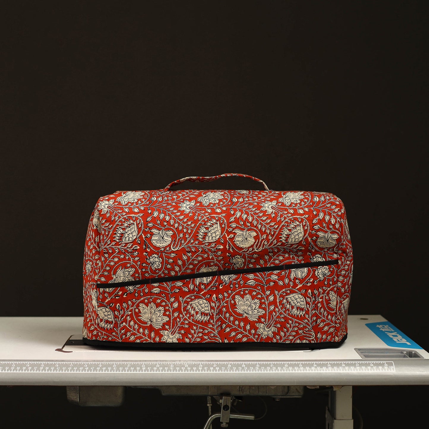 Red Handcrafted Cotton Sewing Machine Cover