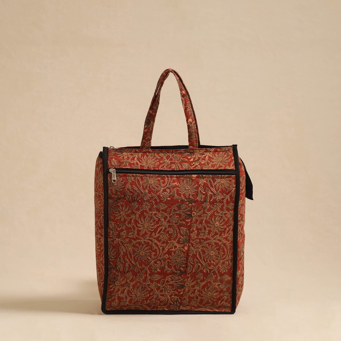 Red Handcrafted Cotton Shopping Hand Bag