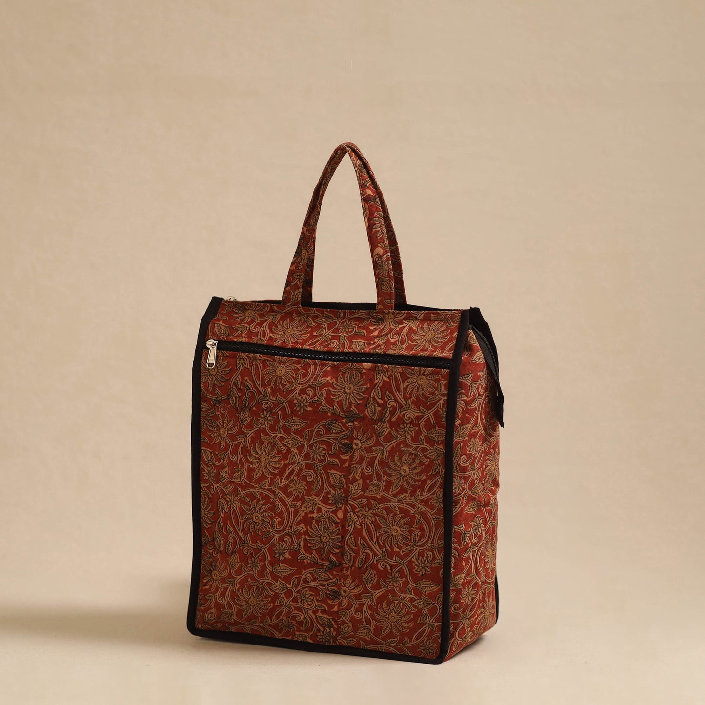 Red Handcrafted Cotton Shopping Hand Bag