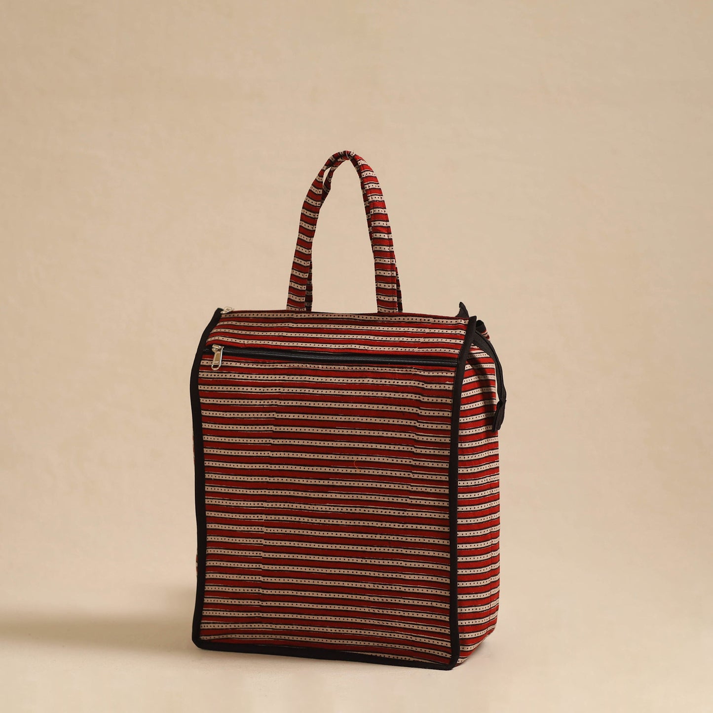 Red Handcrafted Cotton Shopping Hand Bag