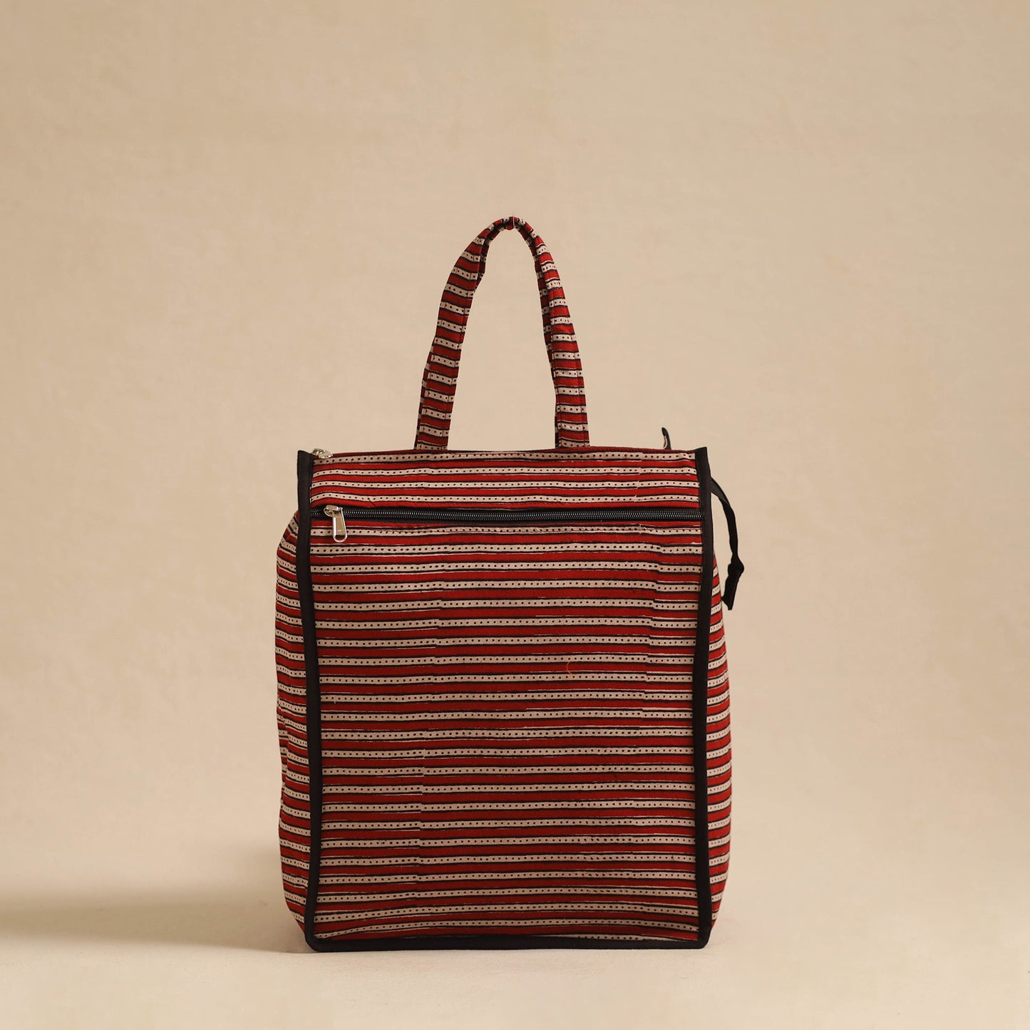 Red Handcrafted Cotton Shopping Hand Bag