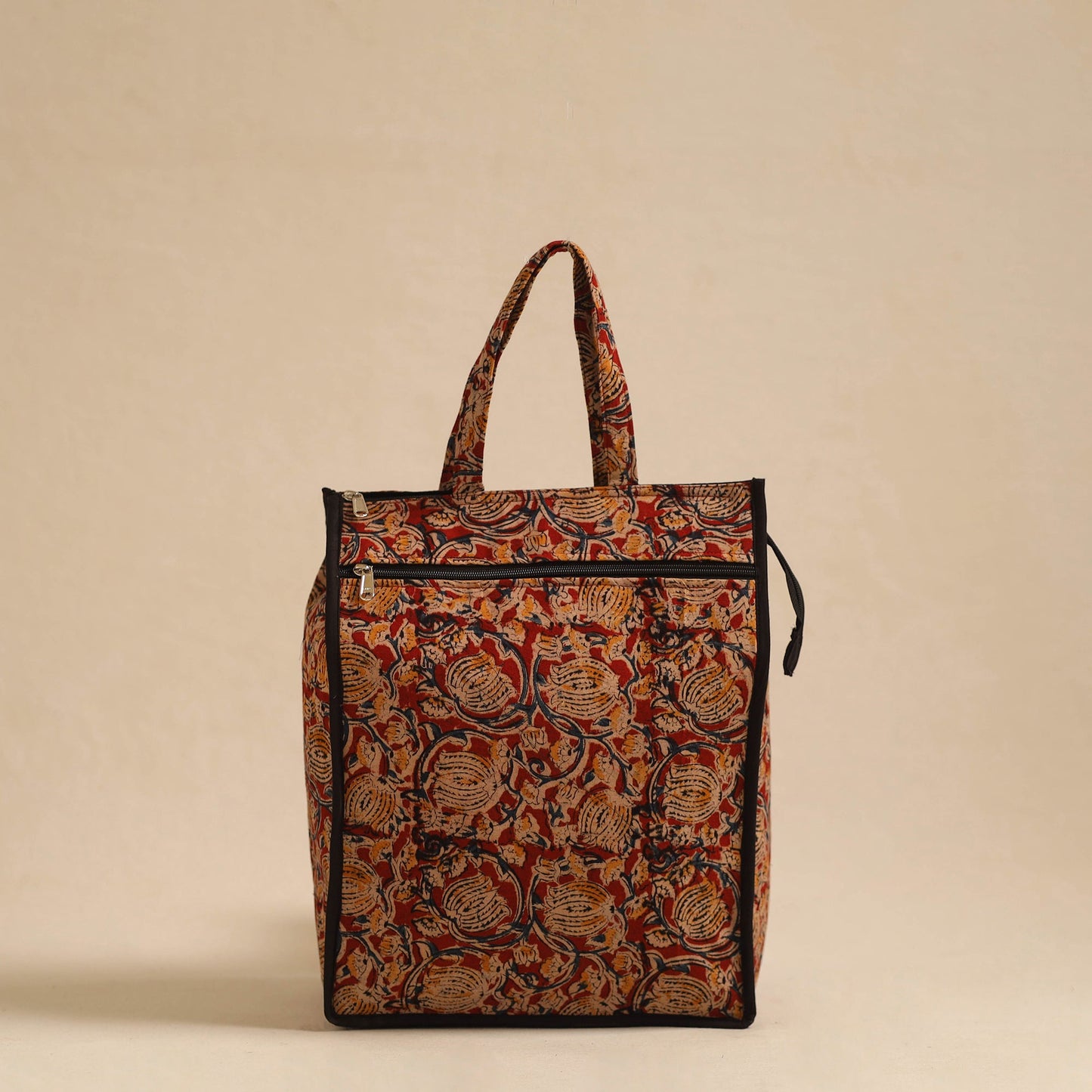 Red Handcrafted Cotton Shopping Hand Bag