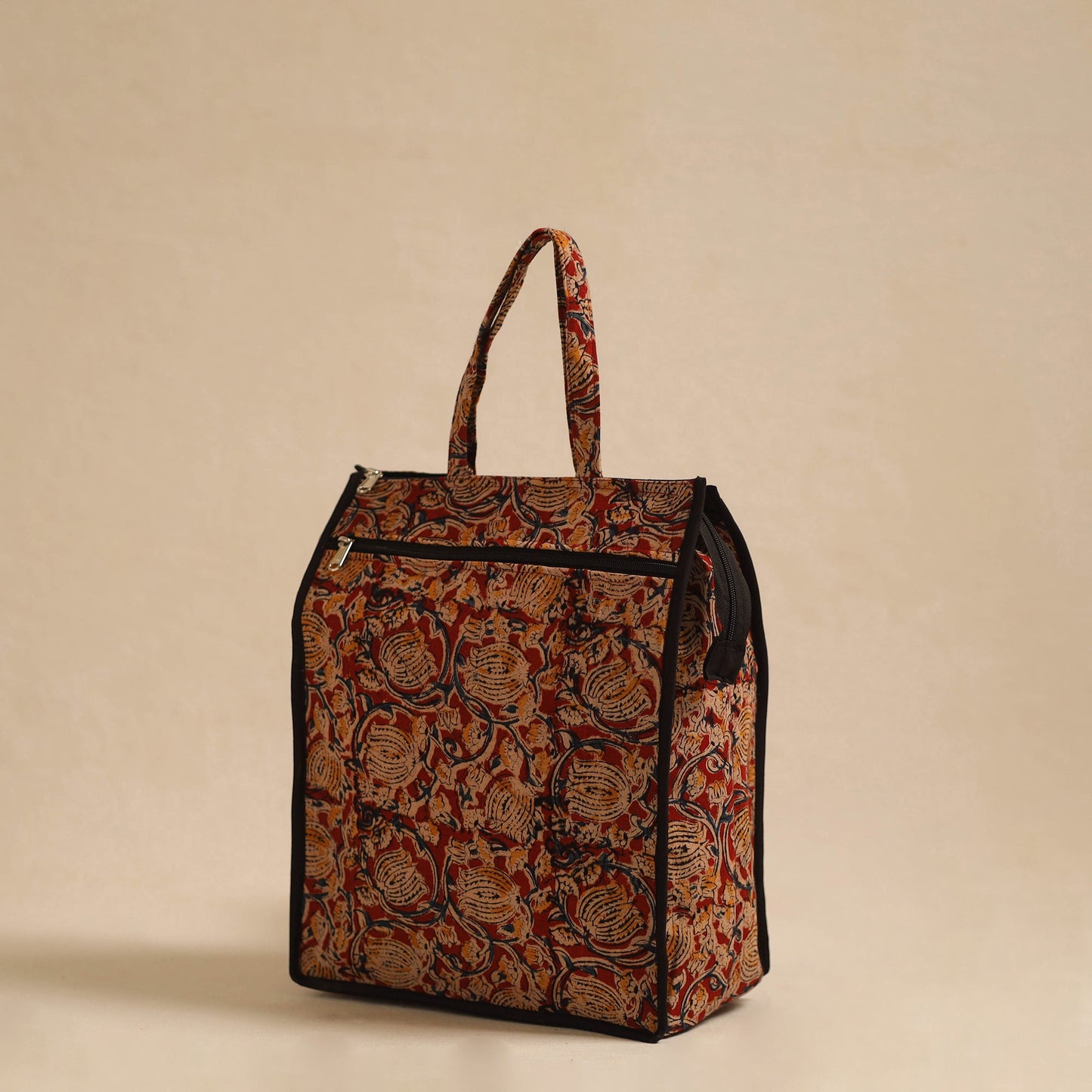 Red Handcrafted Cotton Shopping Hand Bag