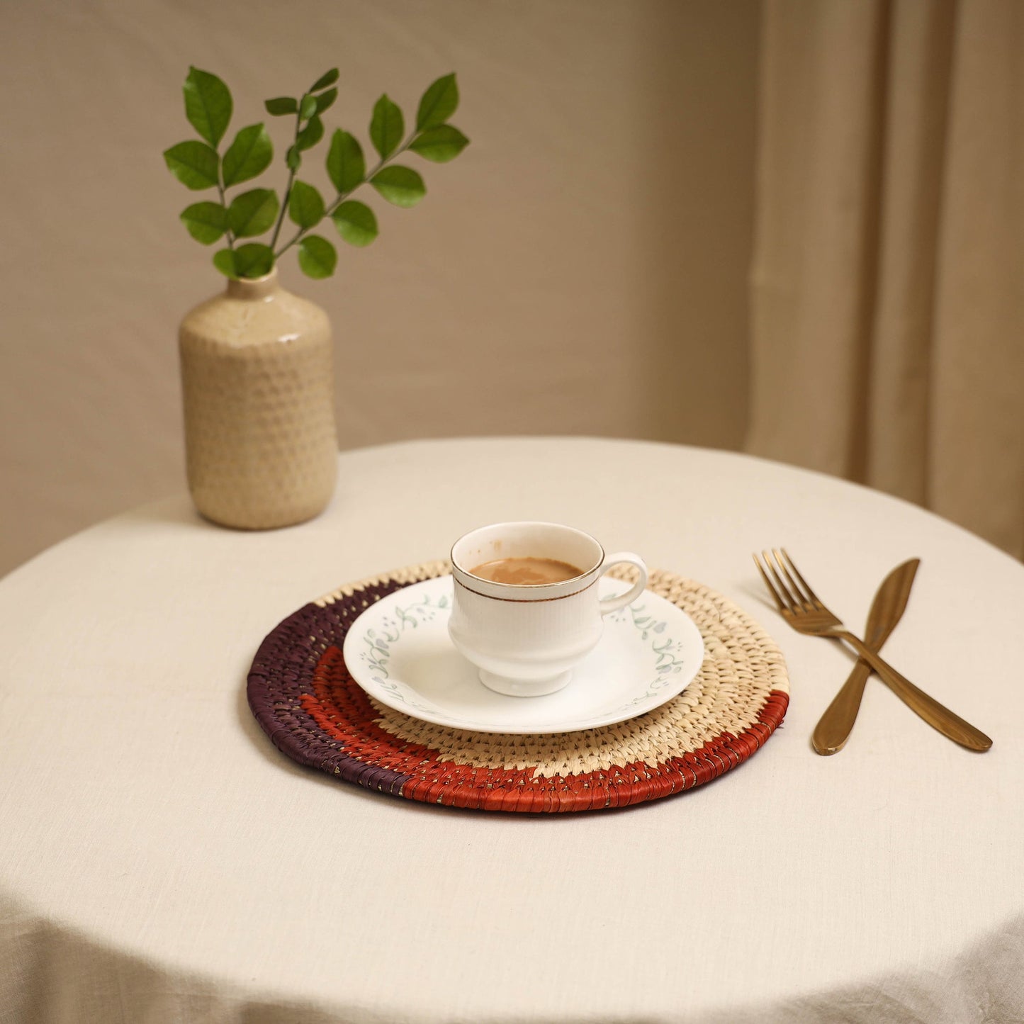 Red - handcrafted eco-friendly sabai grass spiral mat 11