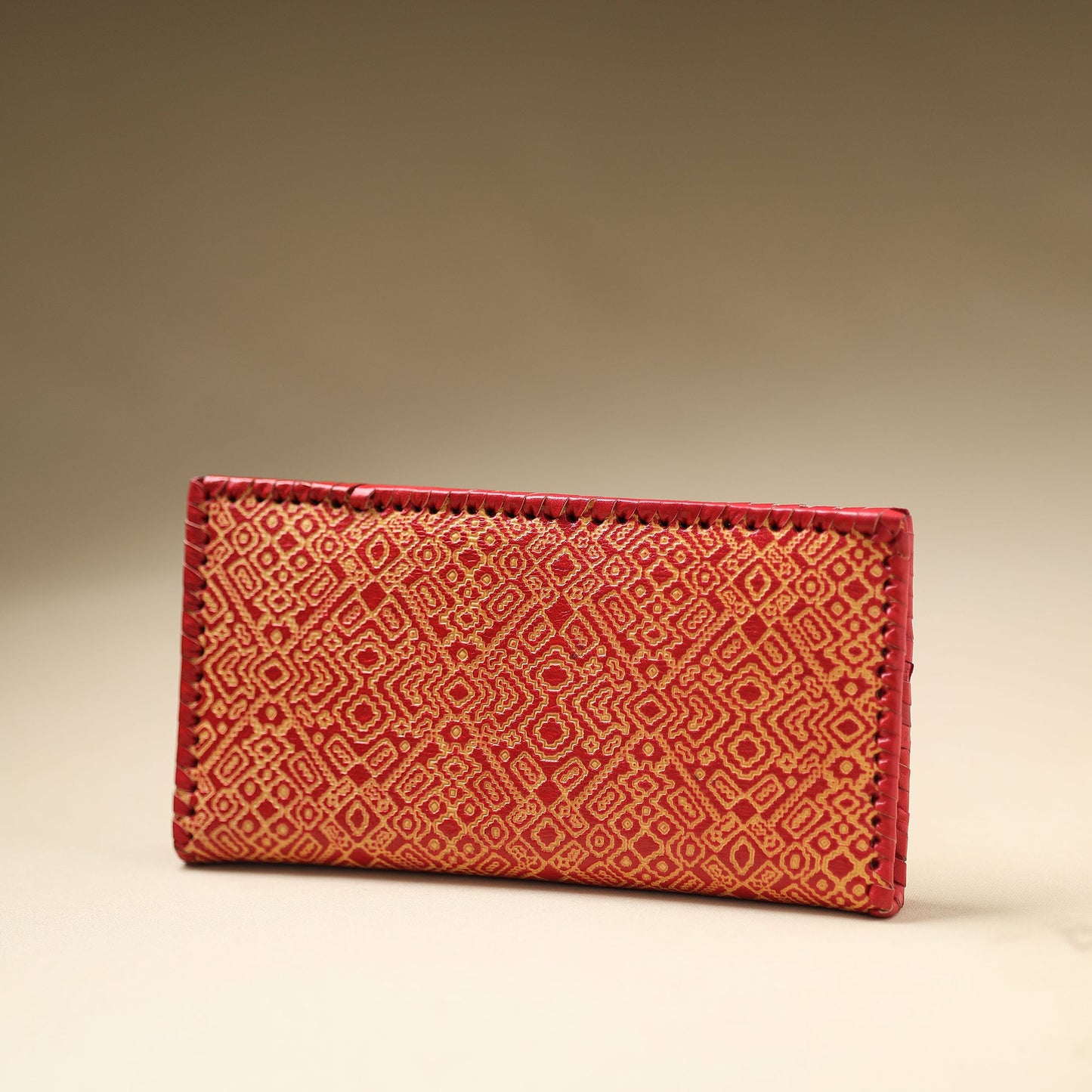 Red Handcrafted Embossed Leather Wallet