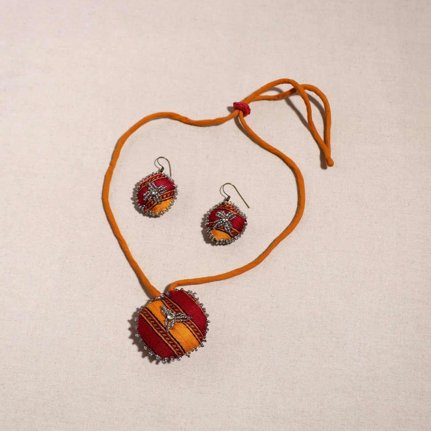 Handcrafted Fabart Beaded Necklace Set Online in India