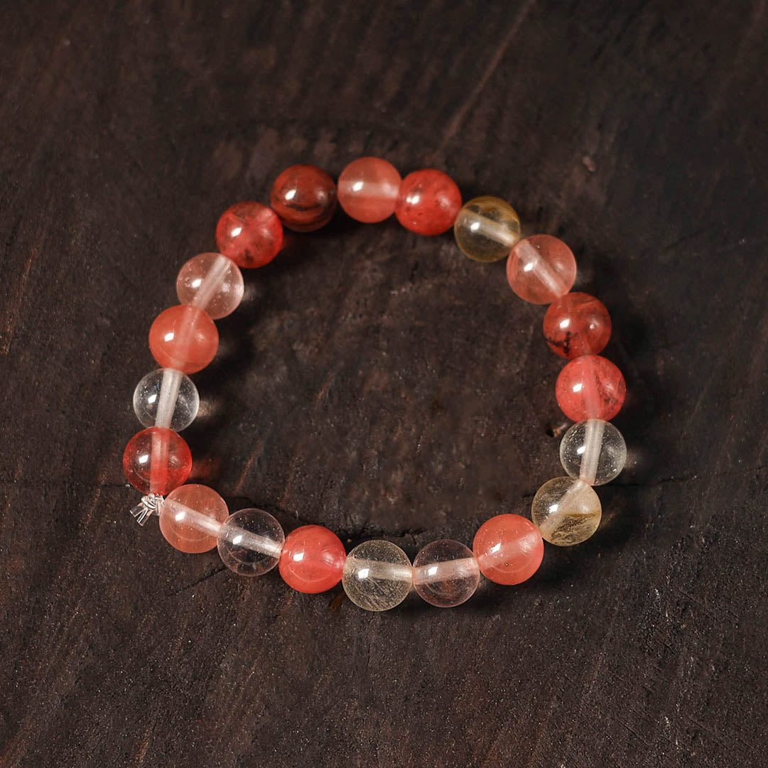 Red - handcrafted glass stone bracelet 14