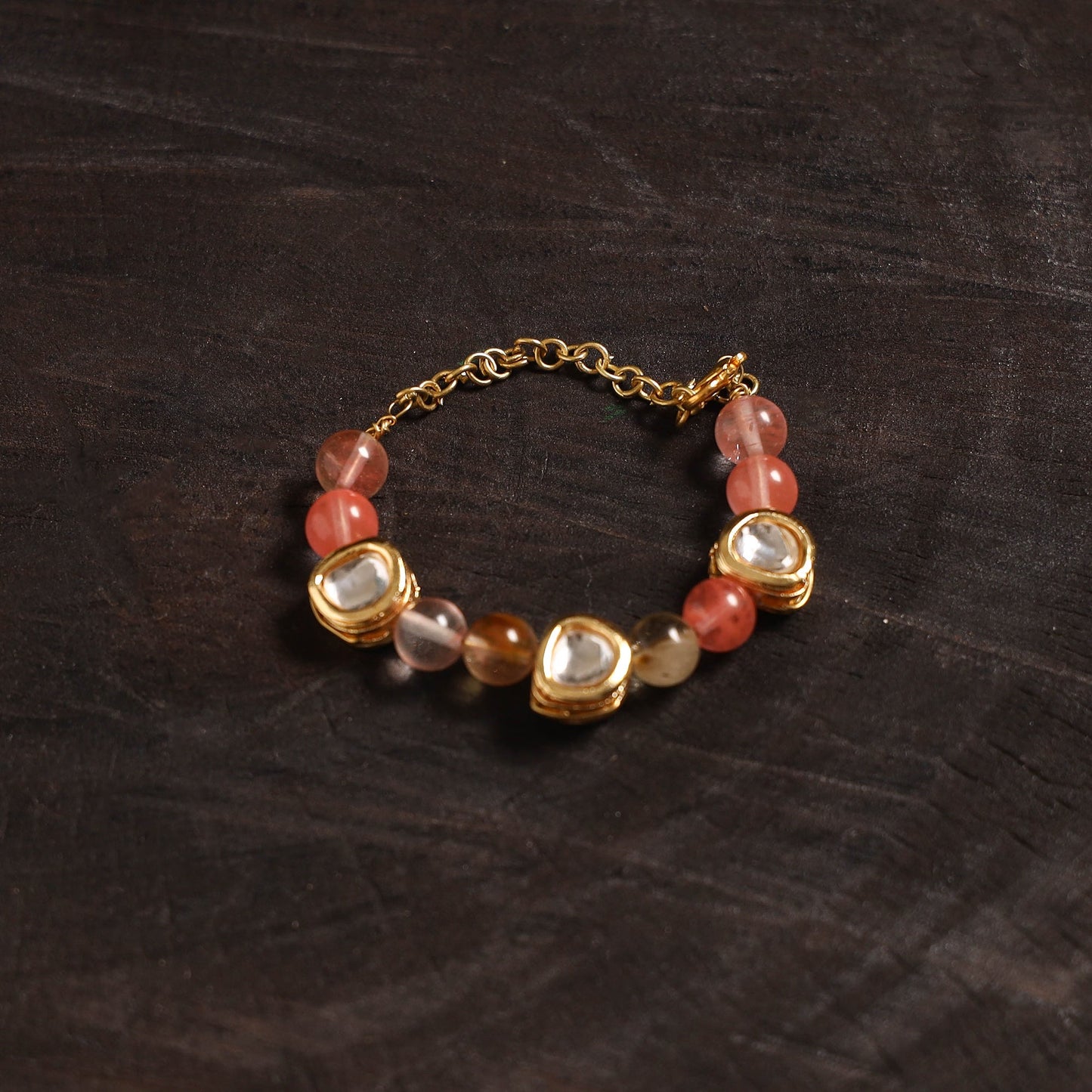 Handcrafted glass stone kundan work bracelet 46