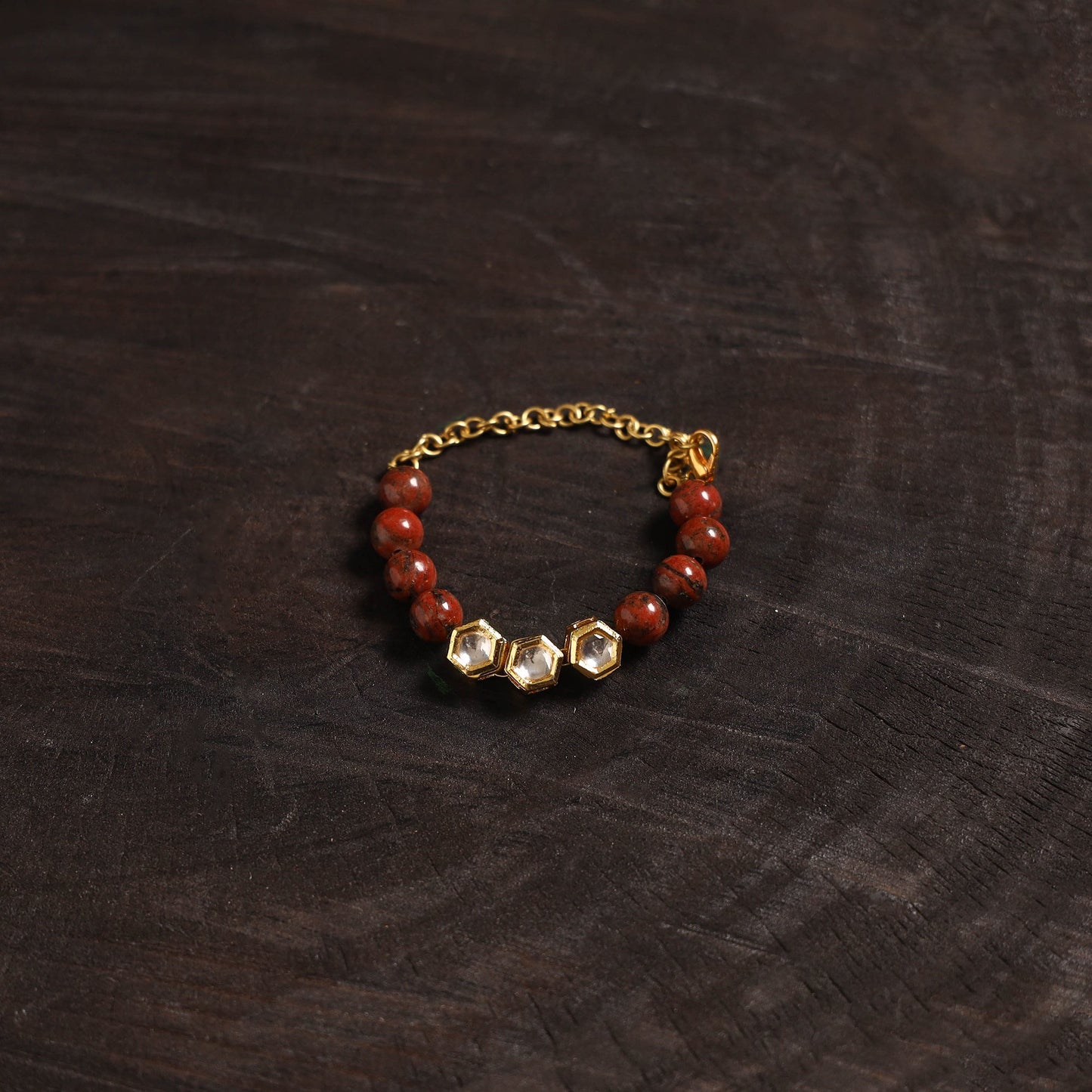 Handcrafted glass stone kundan work bracelet 48
