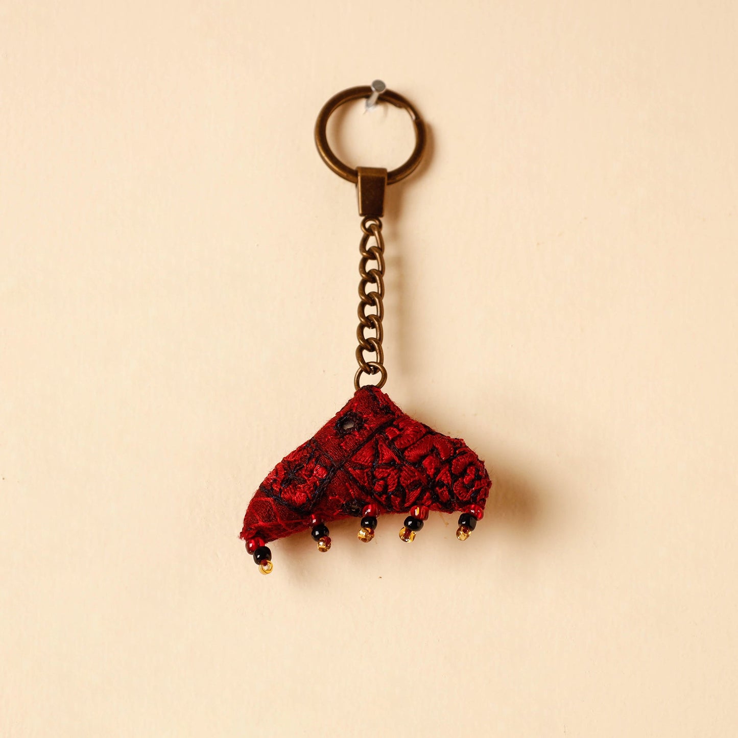 Red Handcrafted Kutch Hand Embroidery Keychain