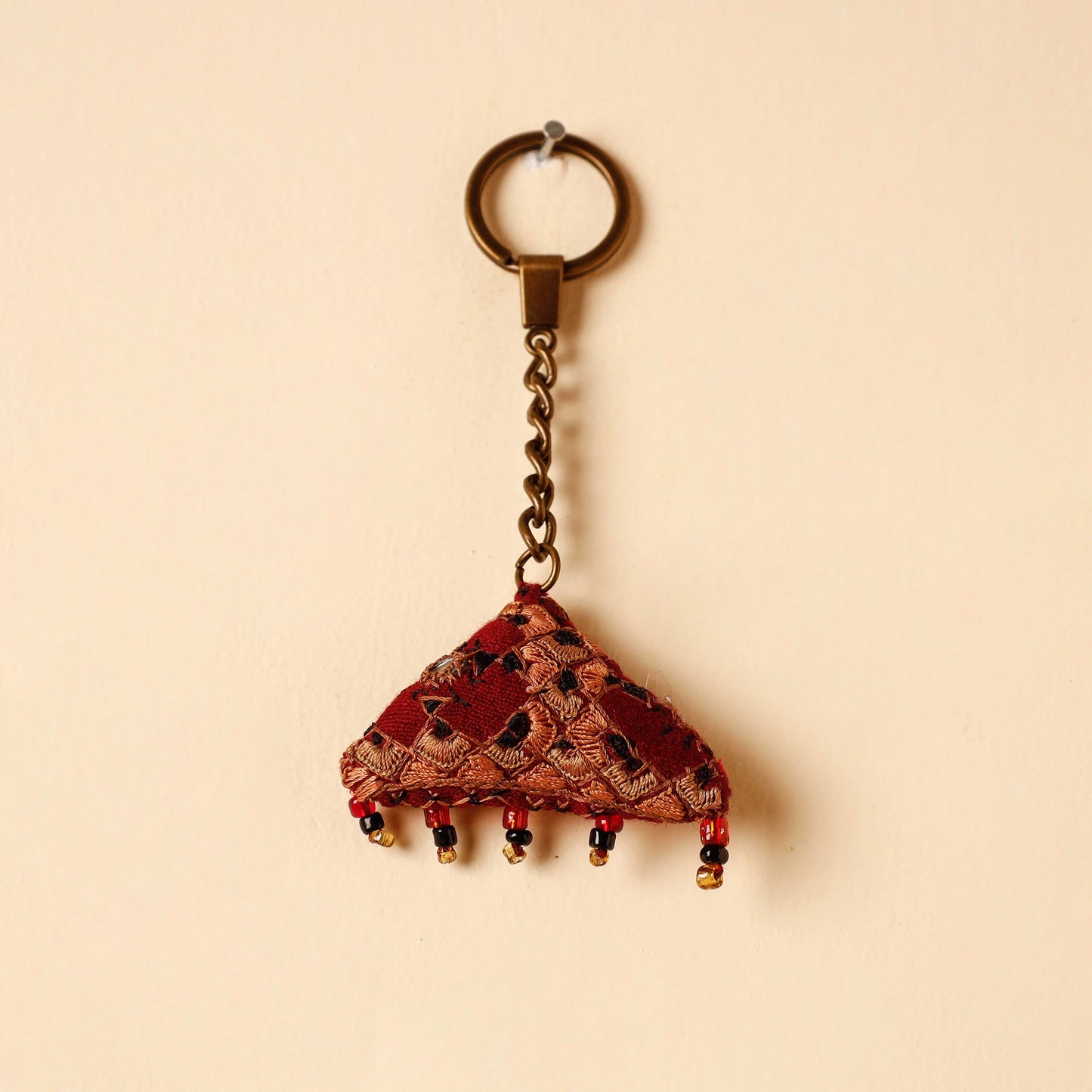 Red Handcrafted Kutch Hand Embroidery Keychain