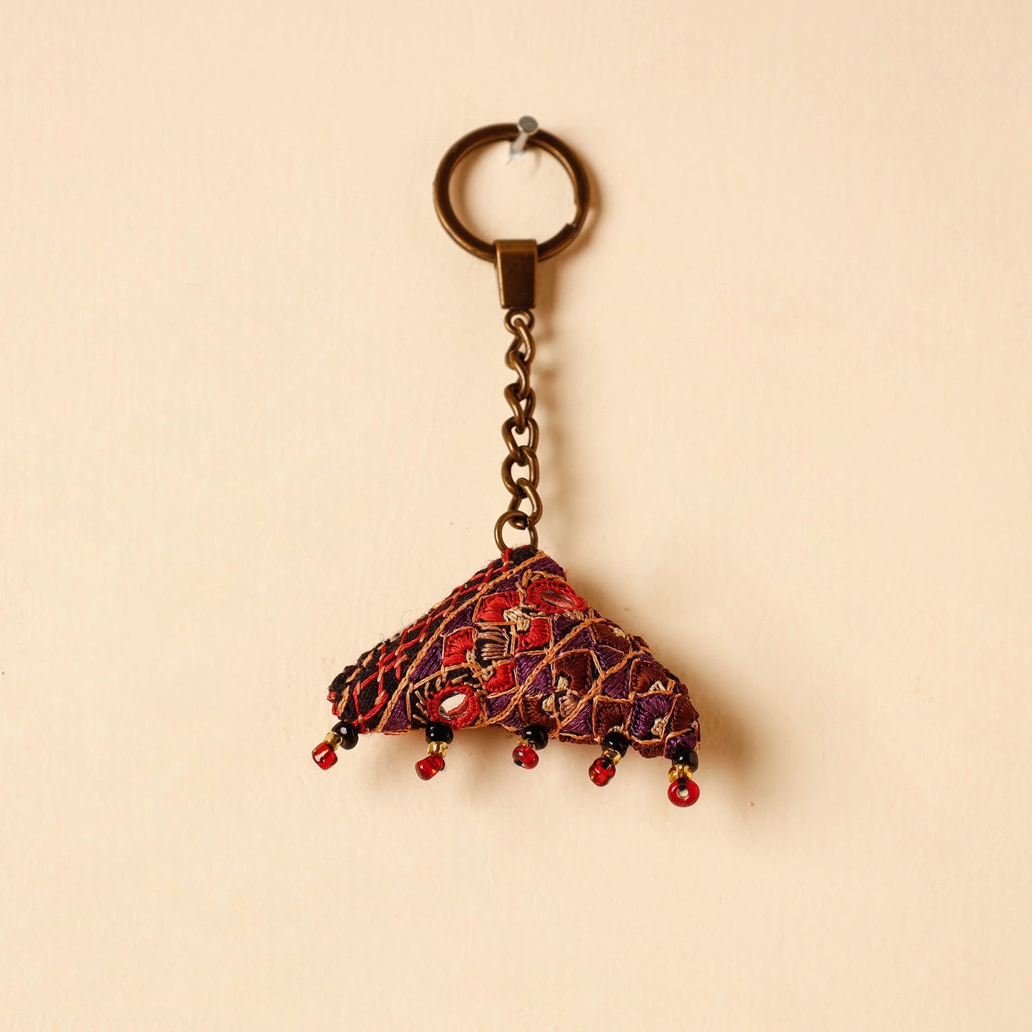 Purple Handcrafted Kutch Hand Embroidery Keychain