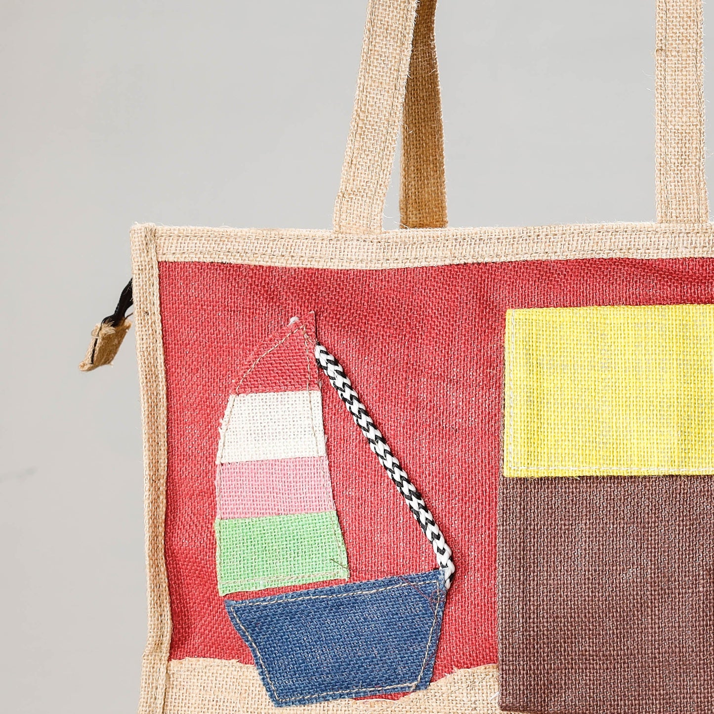 Red Handcrafted Multipurpose Jute Hand Bag