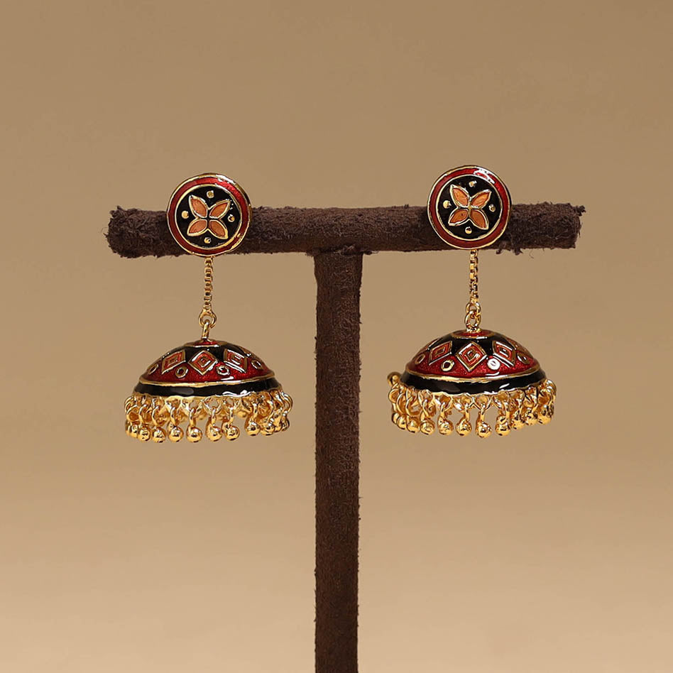 Handcrafted paka meenakari jhumki earrings 195
