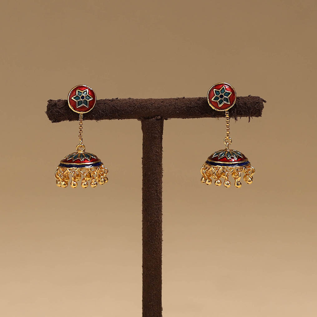 Handcrafted paka meenakari jhumki earrings 53