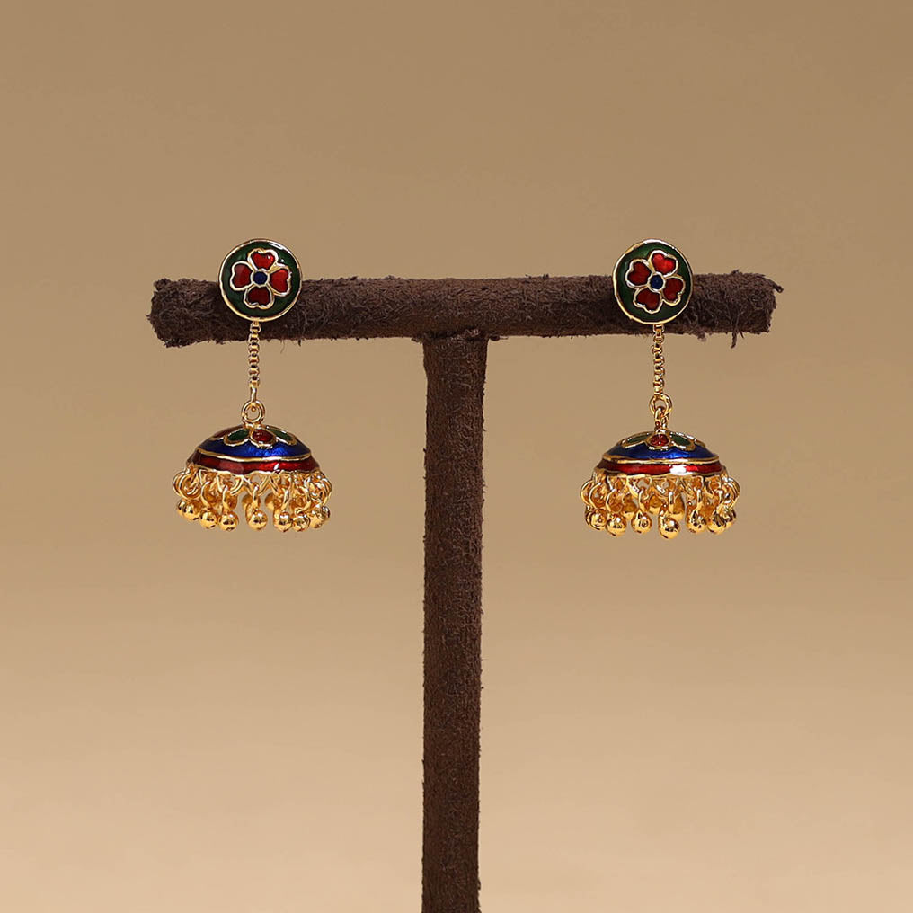Handcrafted paka meenakari jhumki earrings 56