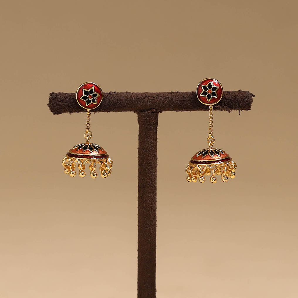 Handcrafted paka meenakari jhumki earrings 57