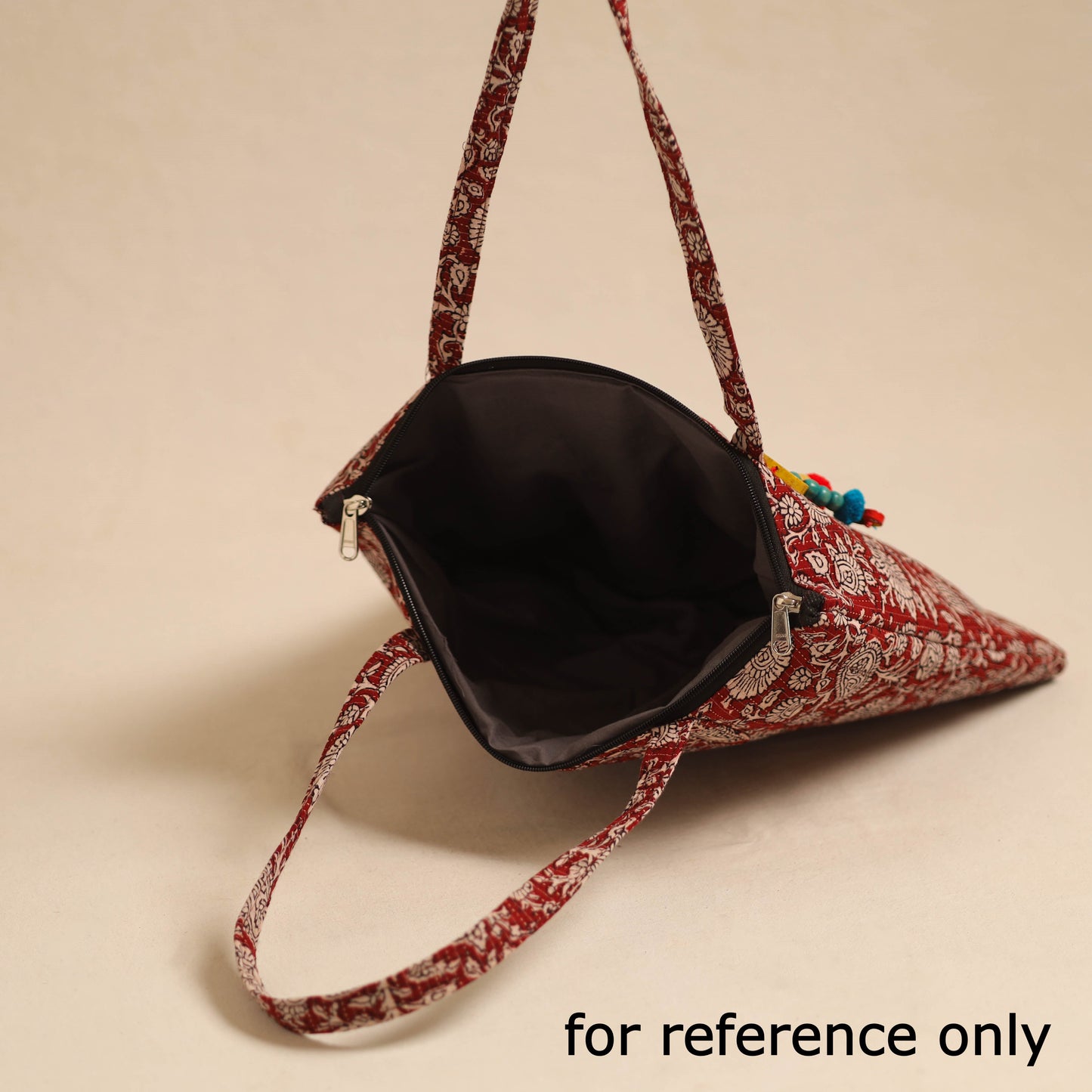 Red Handcrafted Quilted Cotton Hand Bag