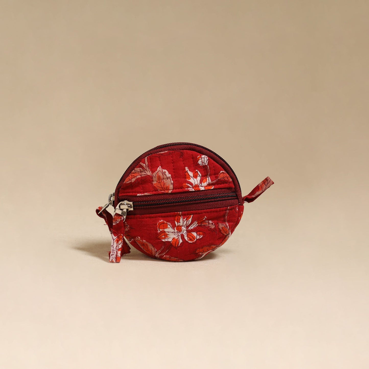 Red - handcrafted quilted sanganeri block printed fabric