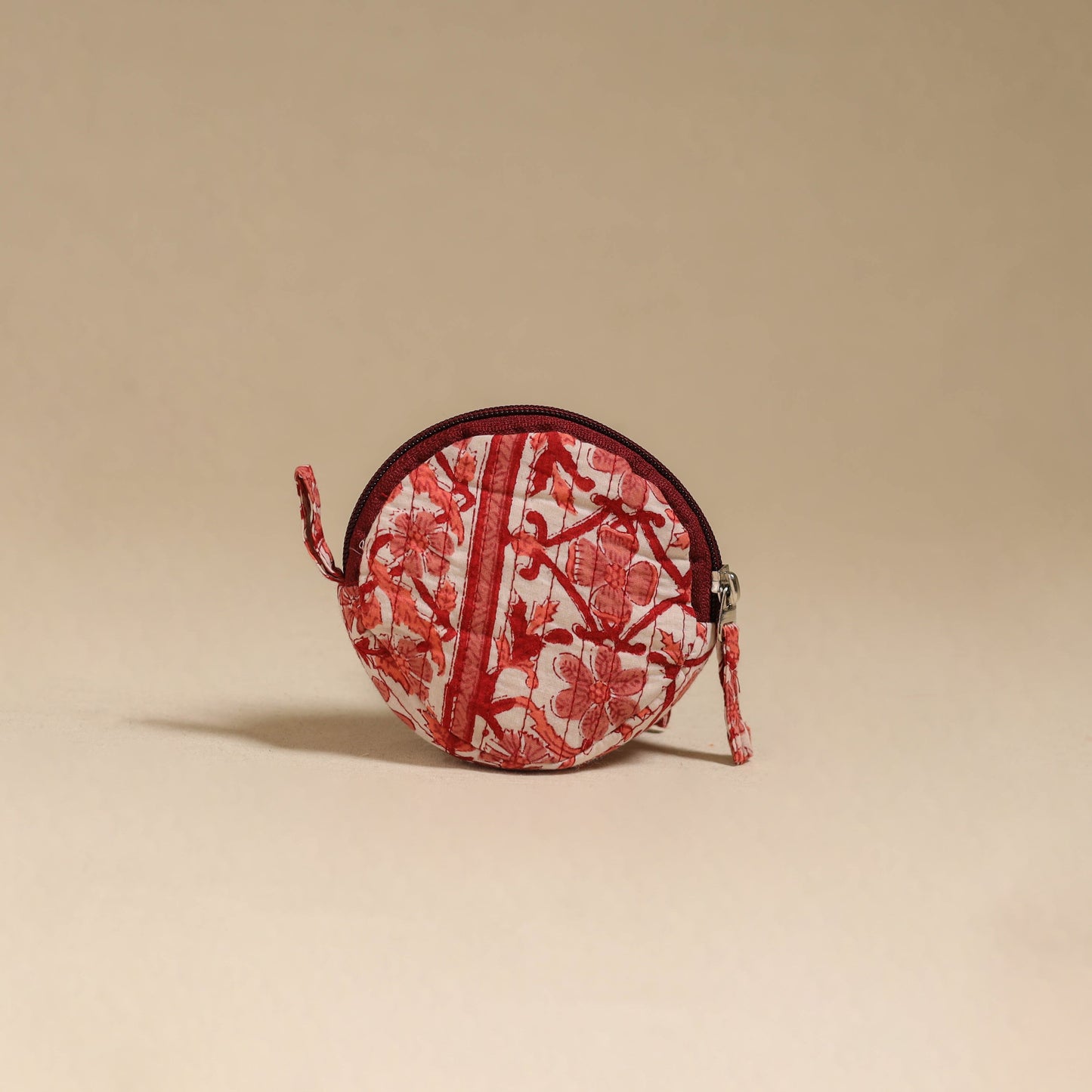 Red - handcrafted quilted sanganeri block printed fabric