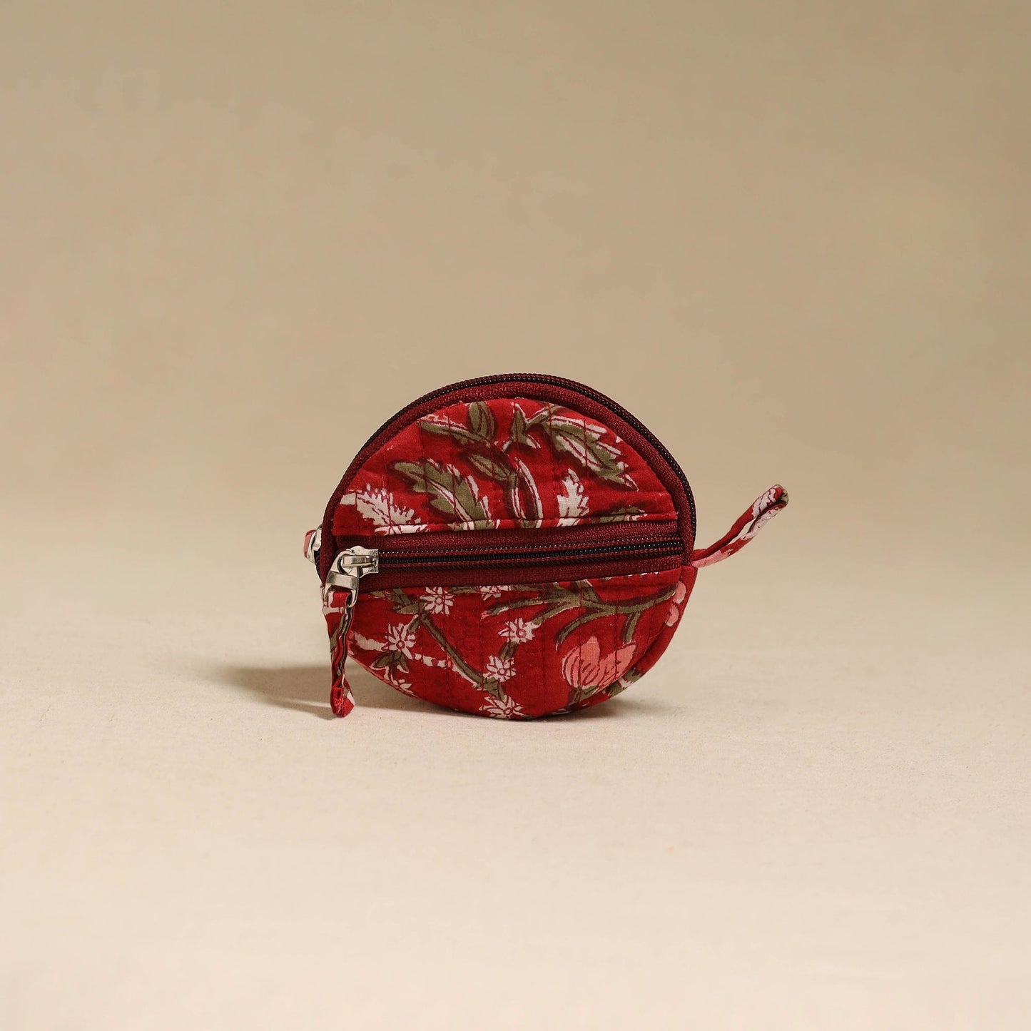 Handcrafted quilted sanganeri block printed fabric coin