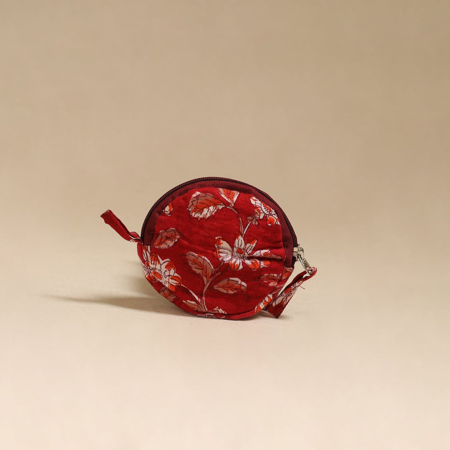 Red - handcrafted quilted sanganeri block printed fabric