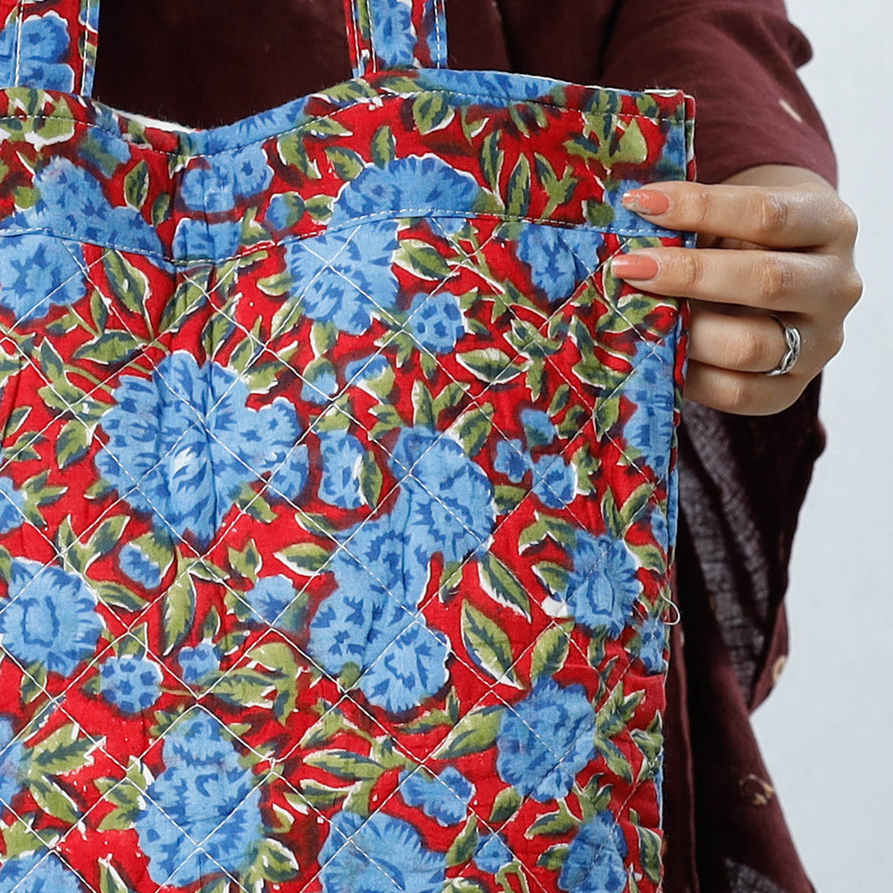 Handcrafted Quilted Sanganeri Block Printed Shoulder Bag
