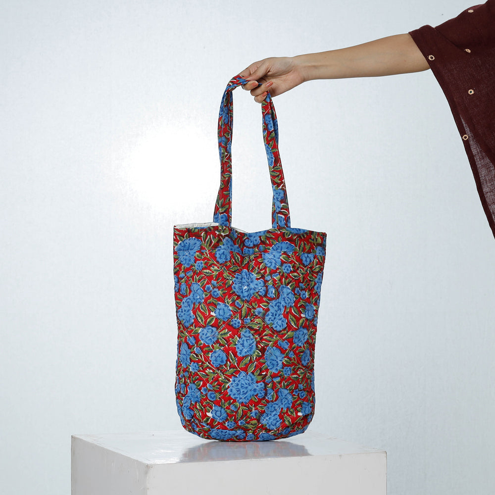 Handcrafted Quilted Sanganeri Block Printed Shoulder Bag