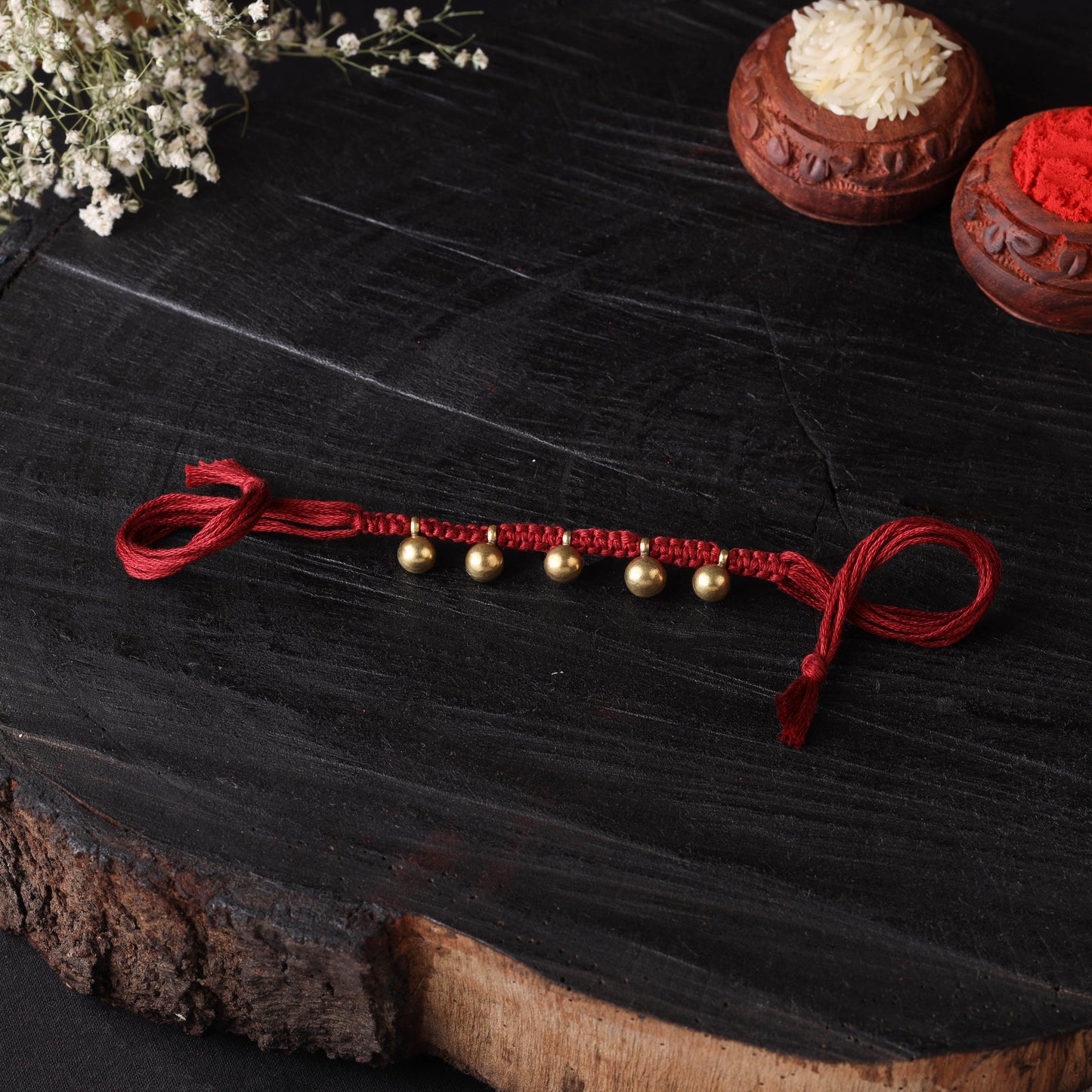 Handcrafted tribal dokra brass thread rakhi 13