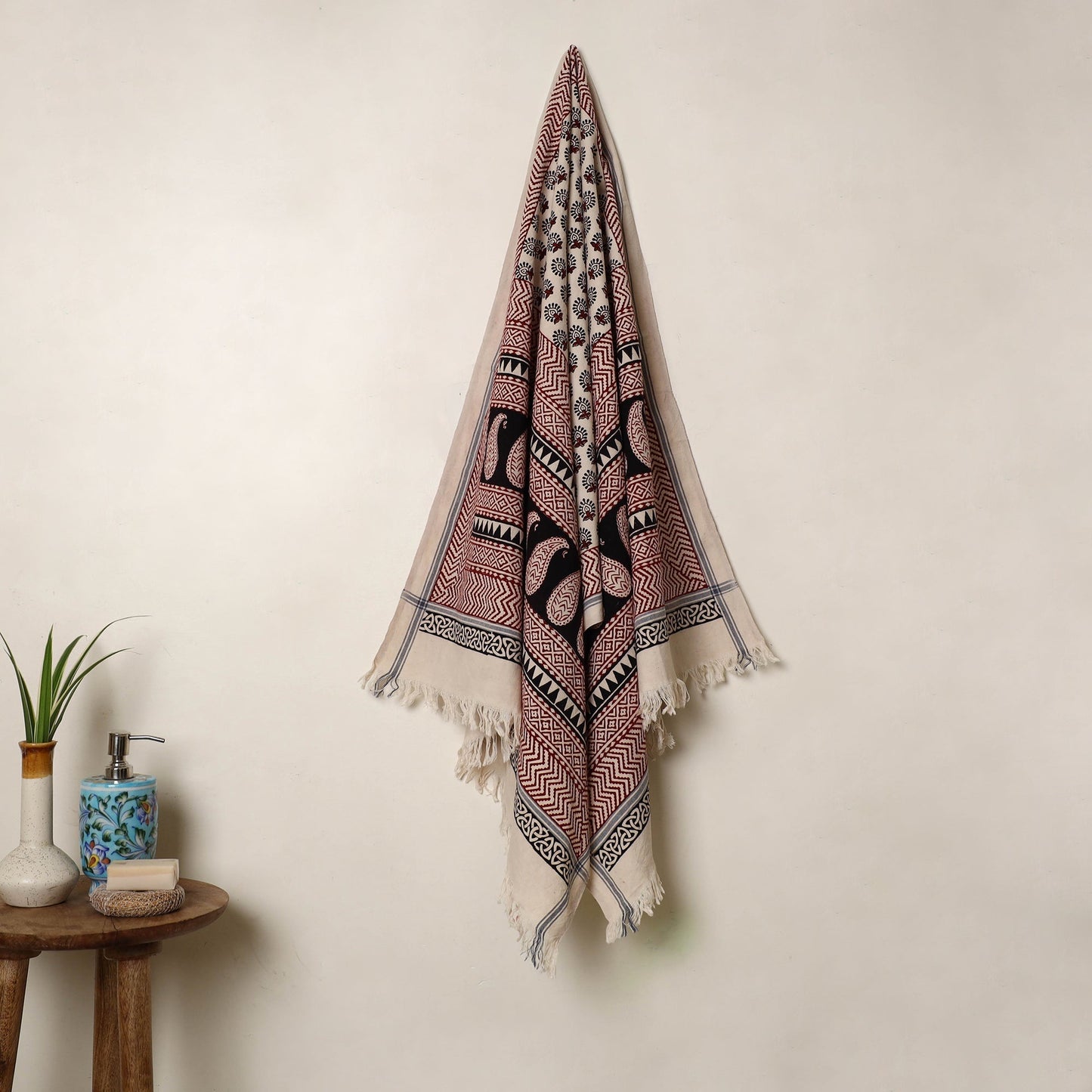Buy Handloom Cotton Bagh Print Towel