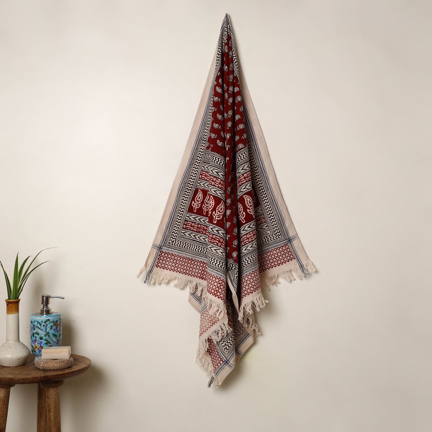 Buy Handloom Cotton Bagh Print Towel