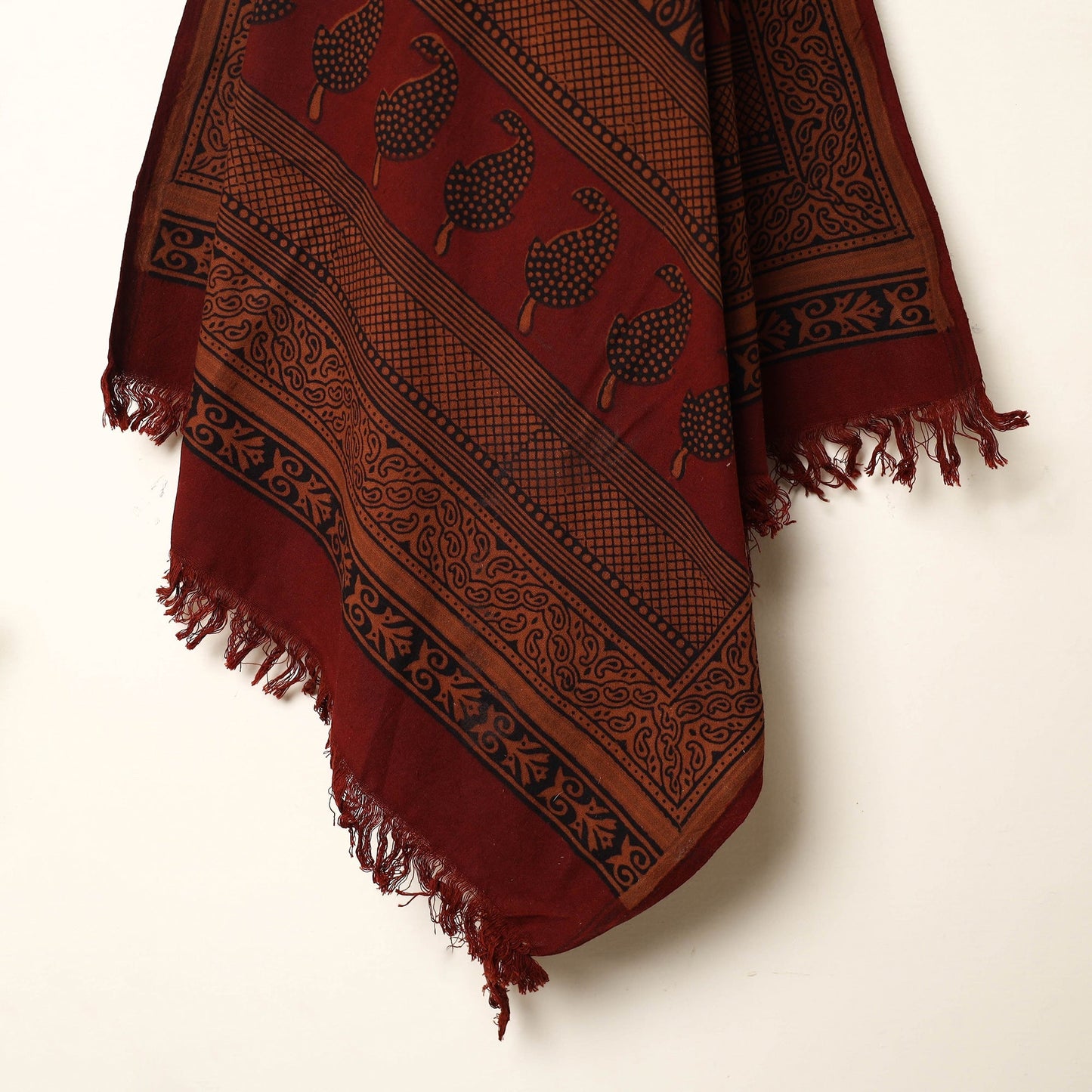Red Handloom Cotton Hand Block Bagh Print Towel