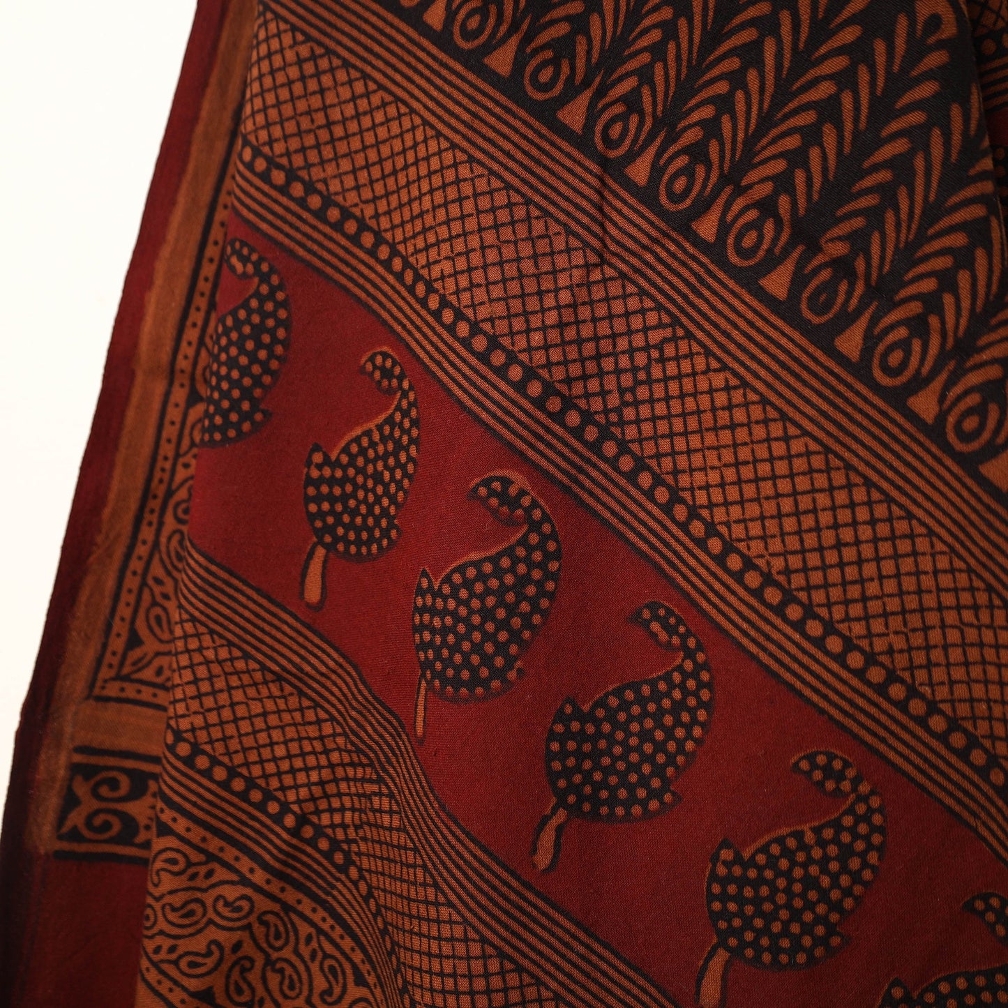 Red Handloom Cotton Hand Block Bagh Print Towel
