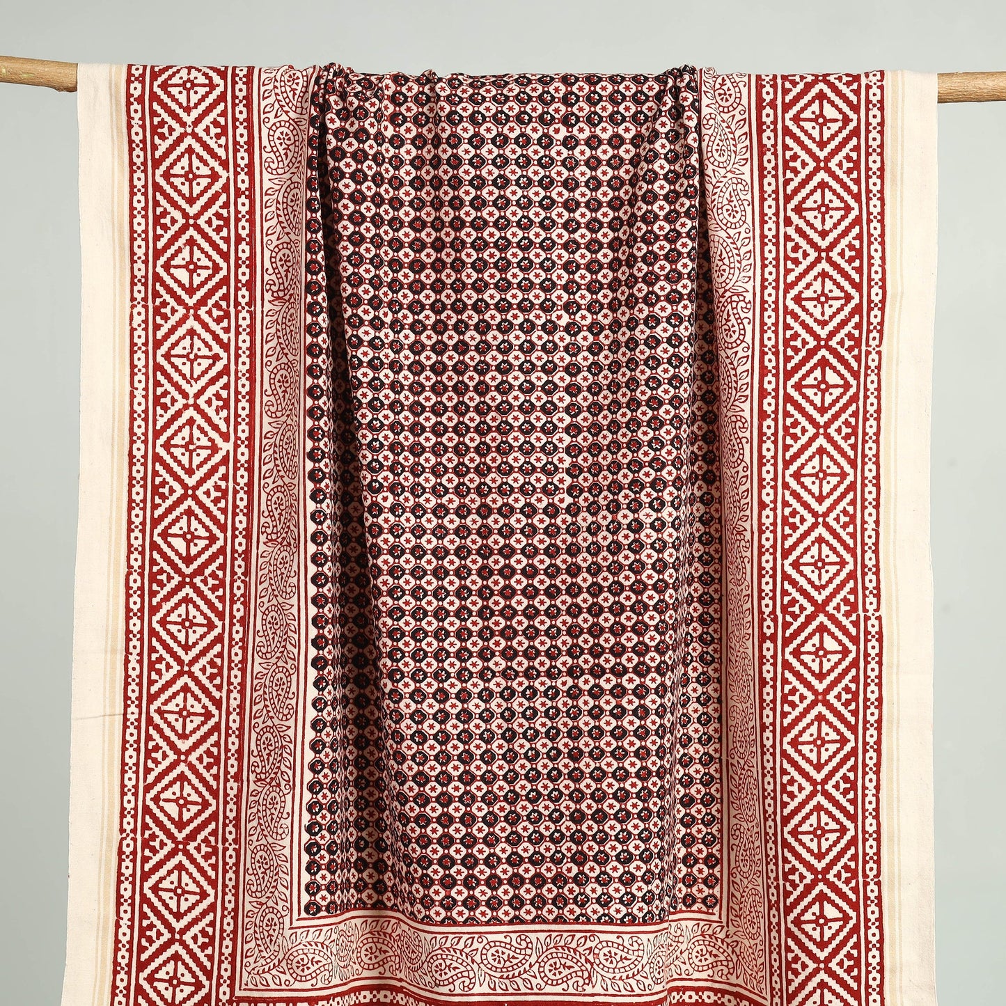 Red Bagh Hand Block Print Cotton Handloom Towel