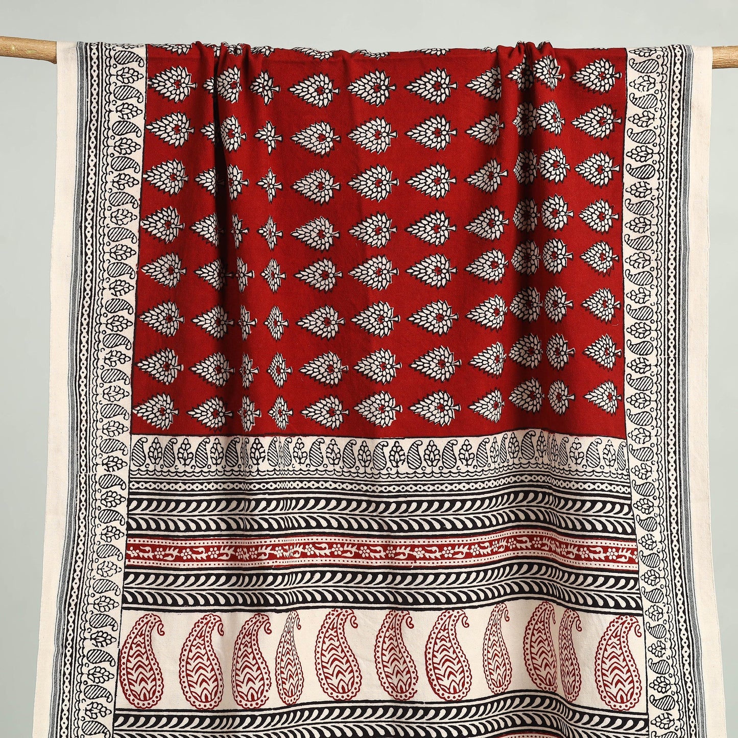 Red Bagh Hand Block Print Cotton Handloom Towel