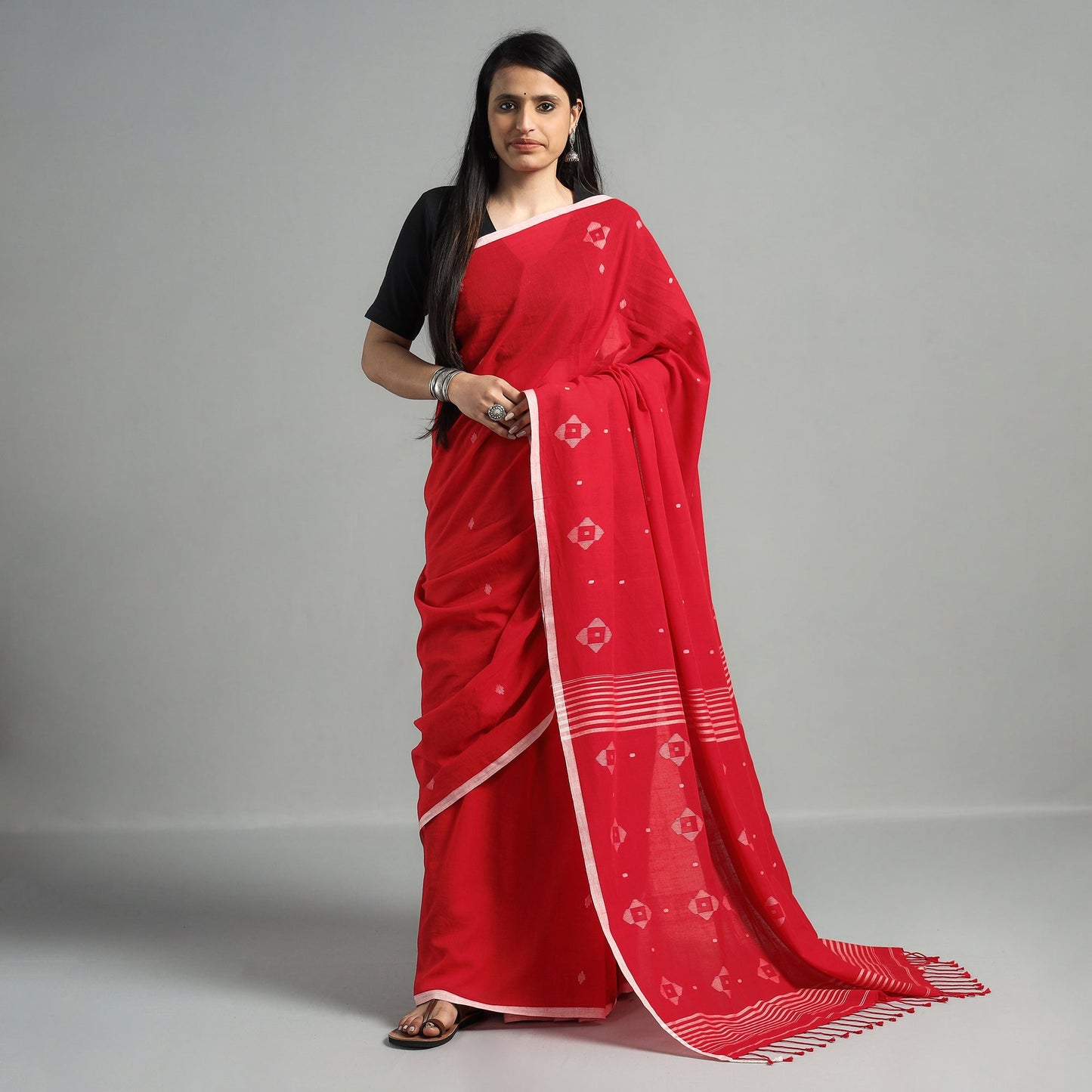 Handloom Cotton Phulia Jamdani Saree
