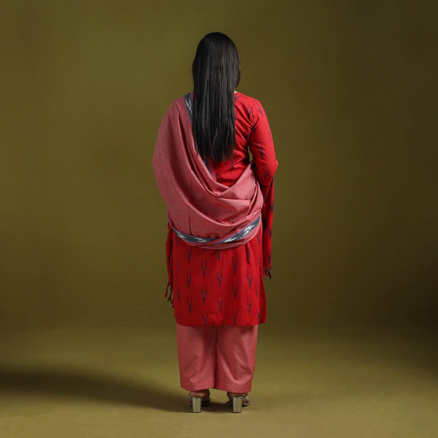 Handloom cotton pochampally ikat 3pc kurta set for women 14