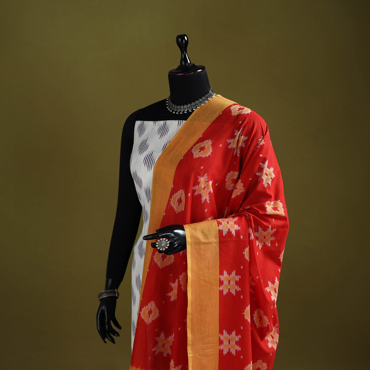 Handloom mercerised cotton pochampally ikat dupatta 14