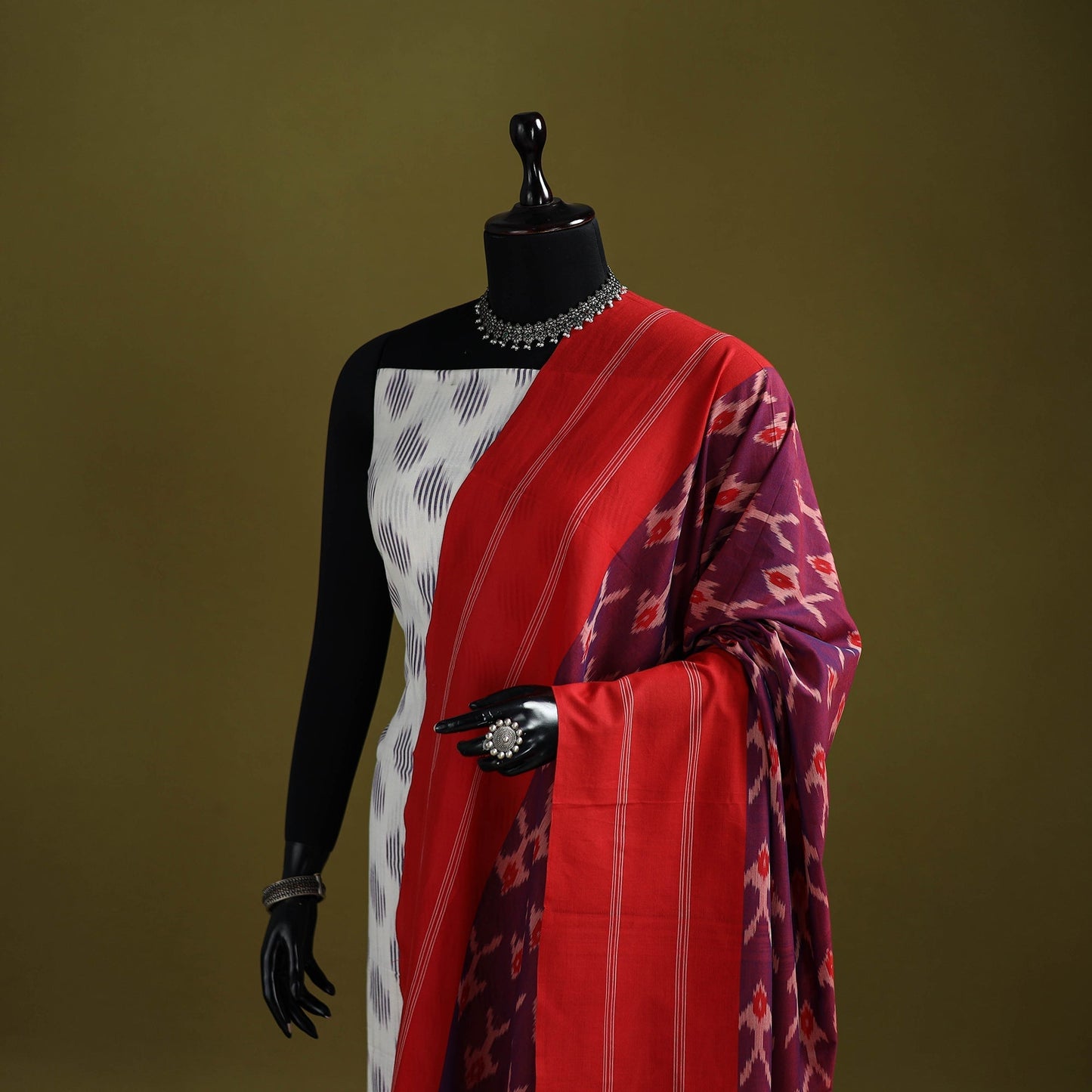 Handloom mercerised cotton pochampally ikat dupatta 25