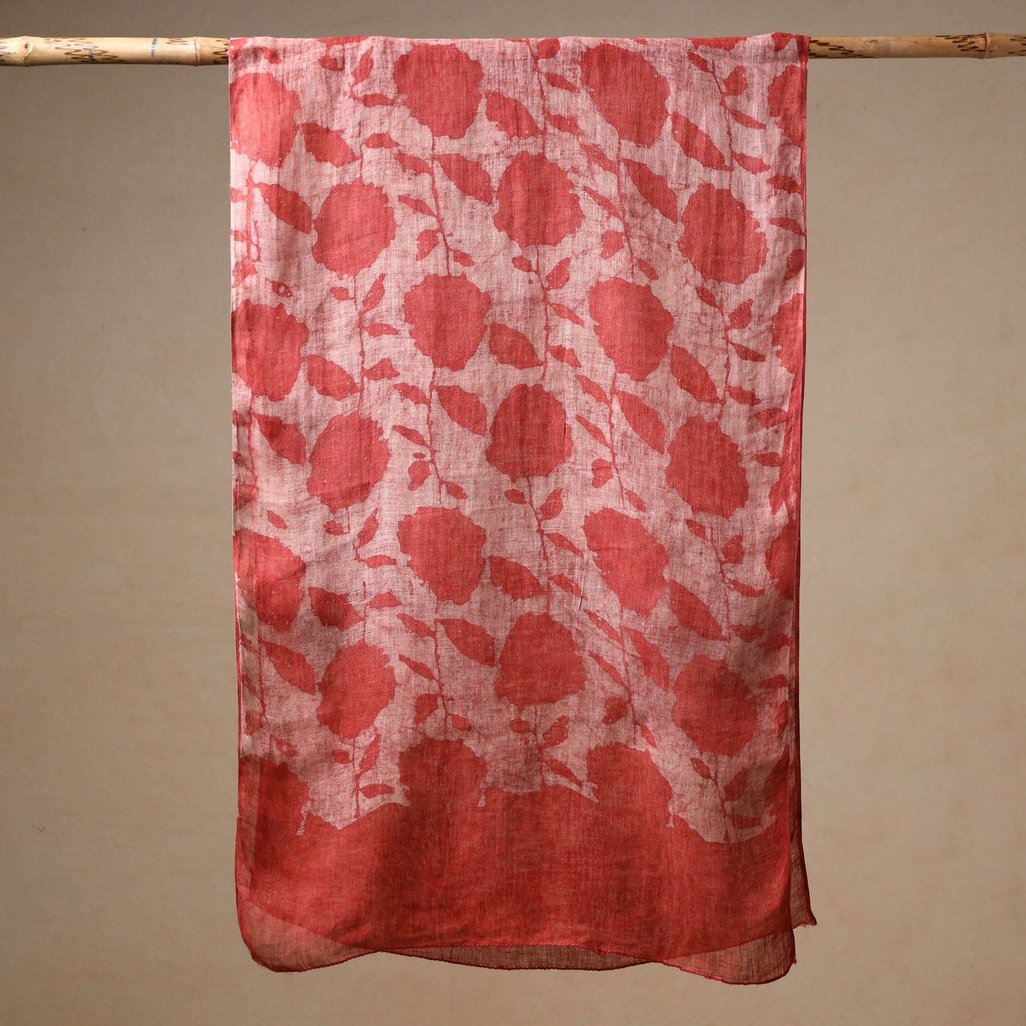 Red - handloom natural dyed linen bindaas stole 03